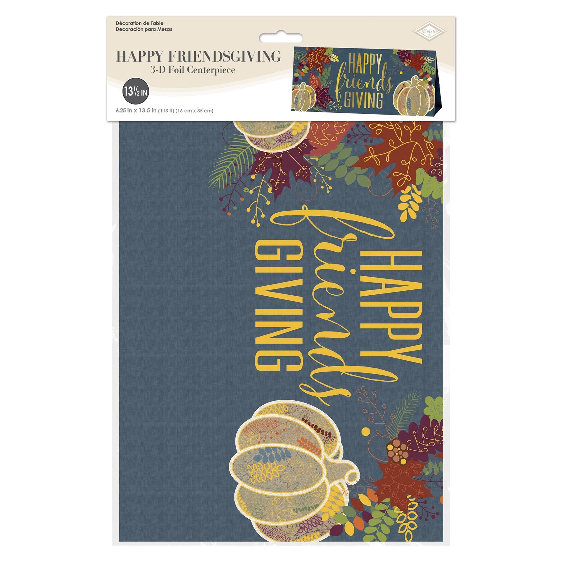 12 Pack Beistle 3D Foil Happy Friendsgiving Centerpieces - Thanksgiving Table Decorations for Friendsgiving Party, Holiday Dinner & Fall Gathering Decor