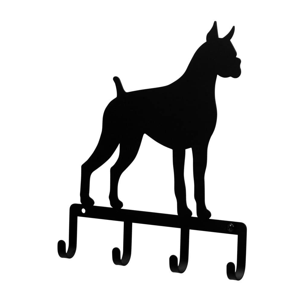 Vintage Wrought Iron Boxer Dog Key Holder - Wall Mounted Key Hooks for Home Entryway, Kitchen or Office Organization