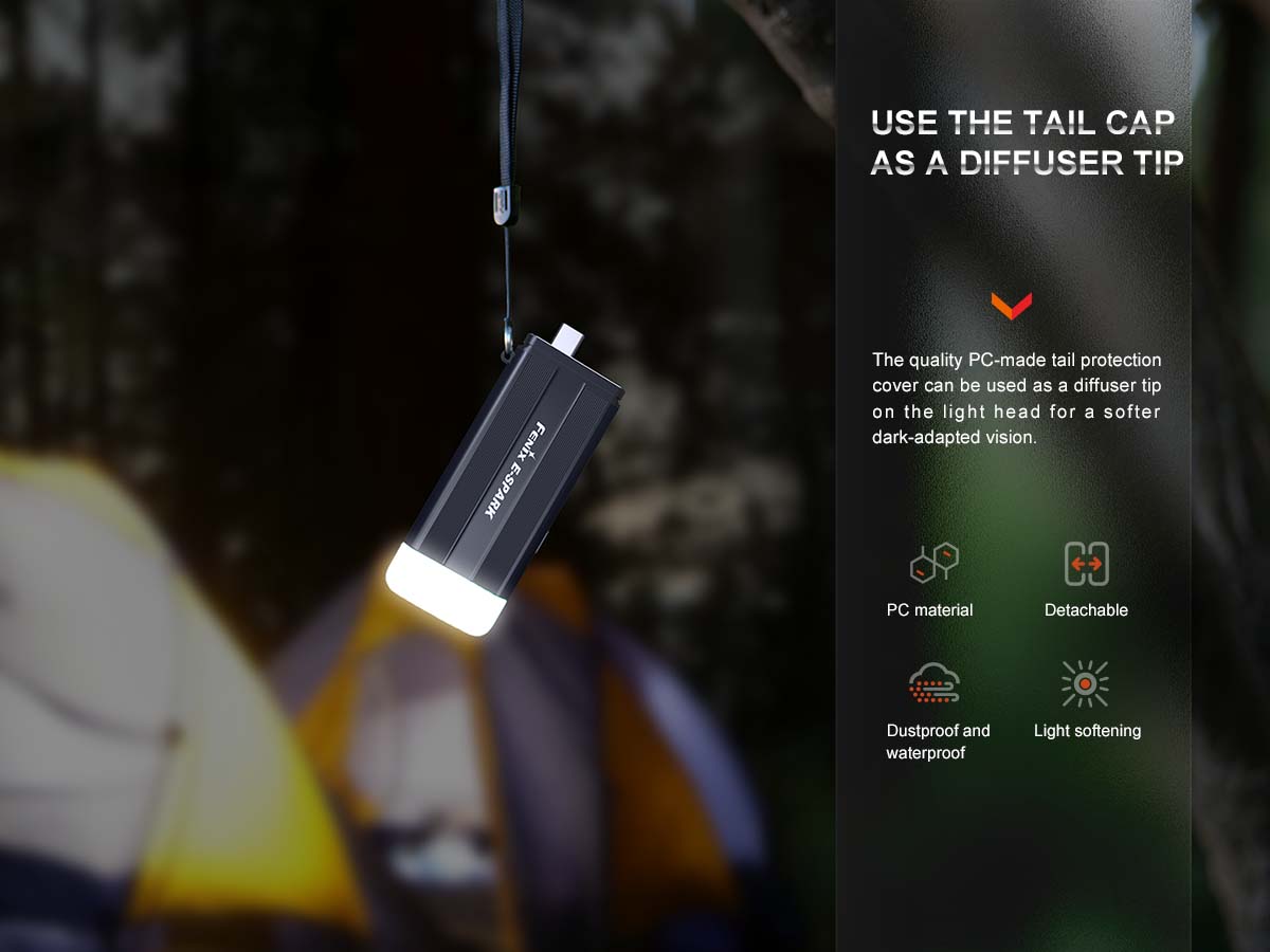 Fenix E SPARK Keychain Flashlight & Emergency Power Bank - Compact USB Rechargeable LED Light with 1000mAh Battery for Outdoor, Camping, Hiking, and Emergency Use (Discontinued Model)