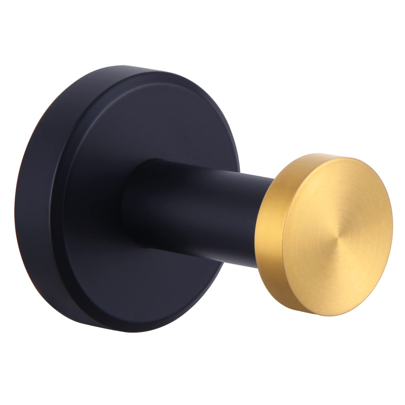 Stainless Steel Wall Hook - Black & Gold SUS304 Bathroom Towel Holder, Round Robe Hook for Hand Towels & Robes - Perfect for Bathroom, Kitchen, Bedroom & Entryway Organization