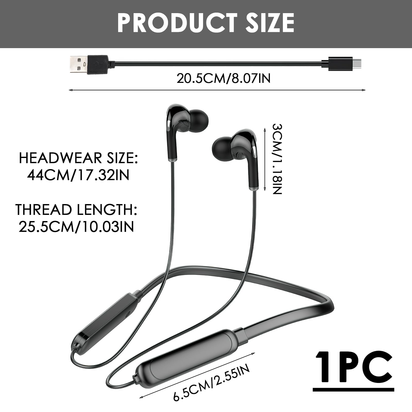 Wireless Bluetooth Earbuds with Neckband - IPX7 Waterproof, Noise Cancelling Sport Headphones for Running, Cycling, Gym Workouts - Perfect for Home Office & Christmas Gifts