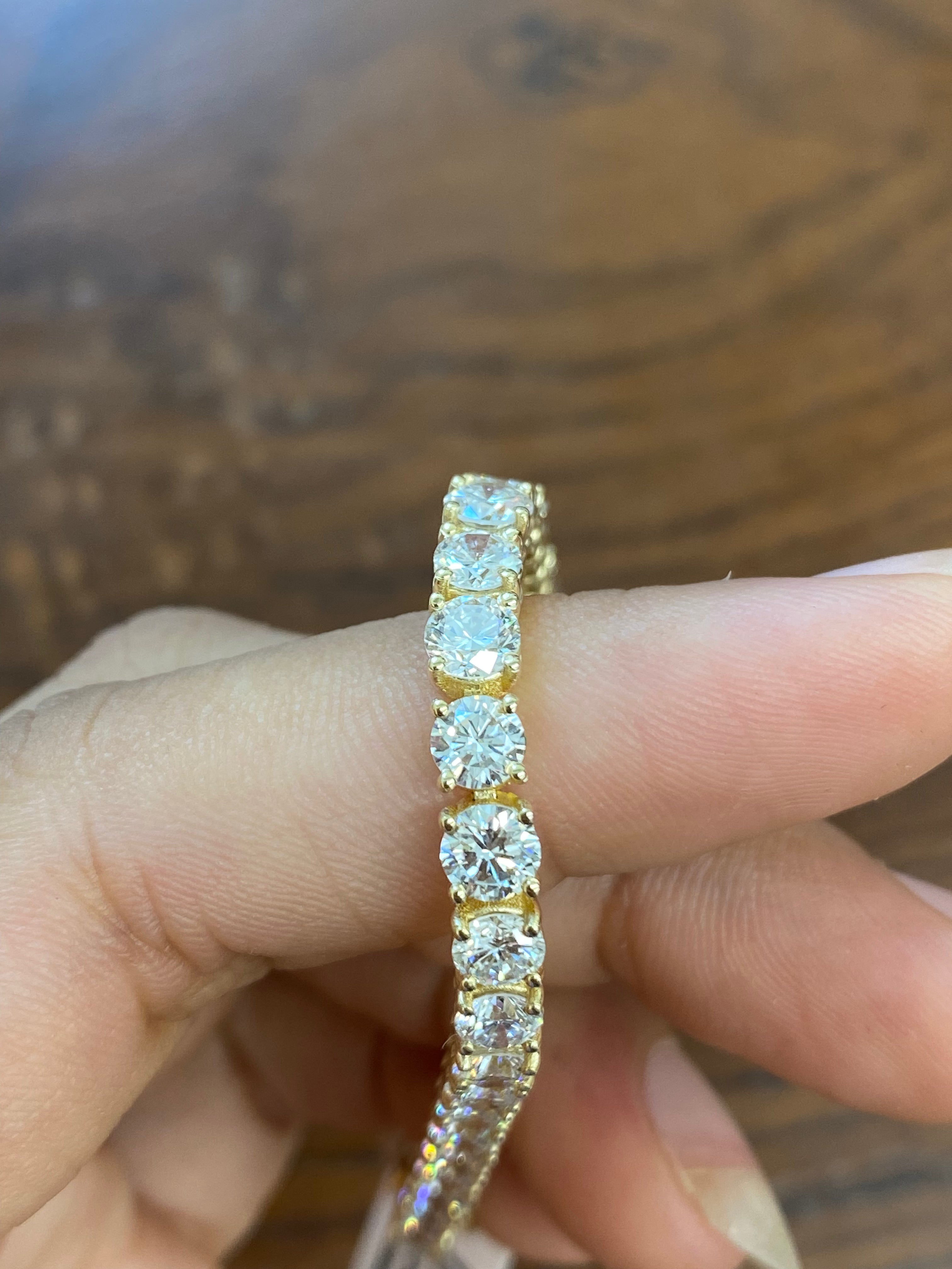 11.73 CT Lab-Created Yellow Diamond Tennis Bracelet - 7.25 Inches Elegant Gold Jewelry for Women, Perfect for Weddings, Parties & Special Occasions