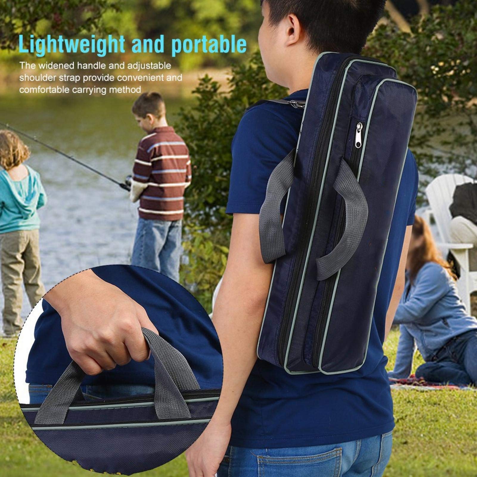 **Durable Waterproof Fishing Tackle Bag - Outdoor Fishing Gear Storage Organizer with Rod Case, Washable & Wear-Resistant for Fly Fishing, Bass, Saltwater - Perfect for Travel & Boat Fishing Trips**