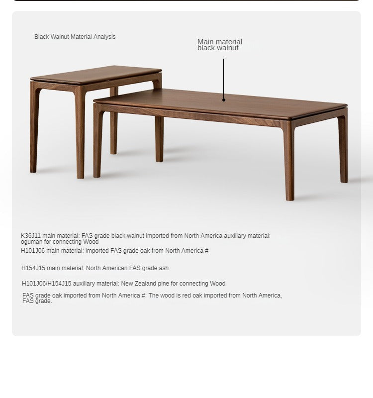 Premium Black Walnut, Ash & Oak Solid Wood Coffee Table - Modern Rustic Living Room Furniture for Home Decor & Entertaining