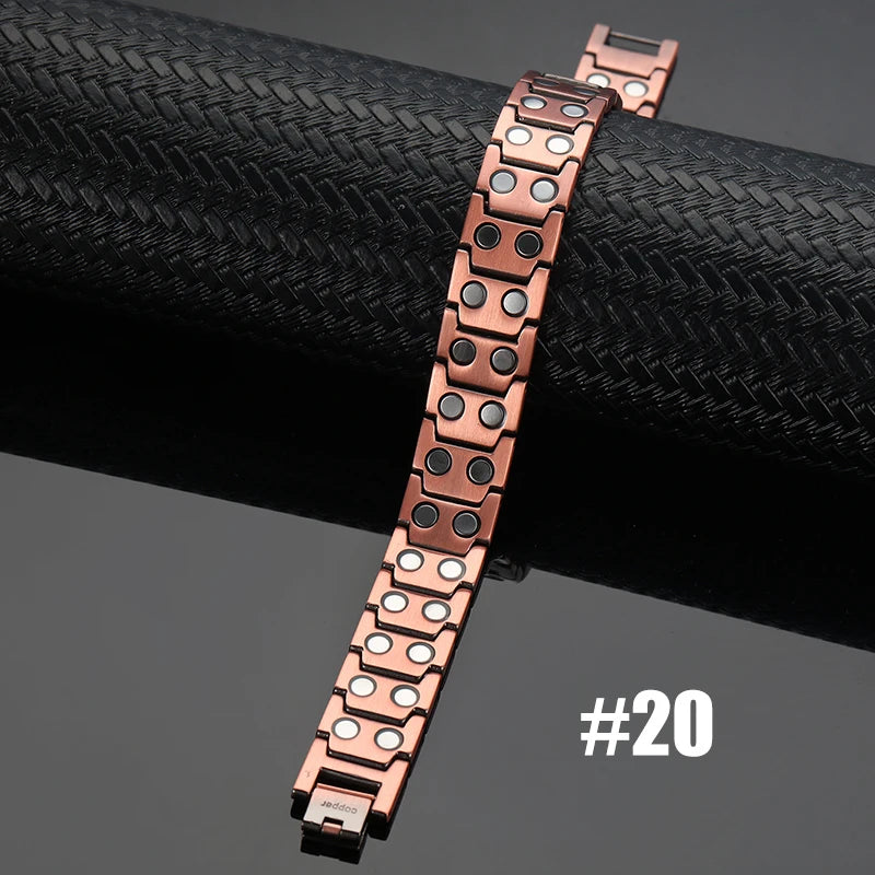 Men's Magnetic Health Bracelet - Pure Copper Energy Bracelet with Blood Pressure Magnets | Pain Relief & Improved Circulation | Perfect for Fitness, Work & Daily Wear