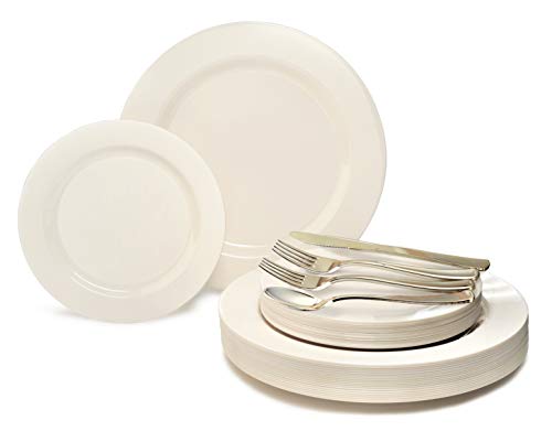 B. Plain Ivory, Gold Silverware