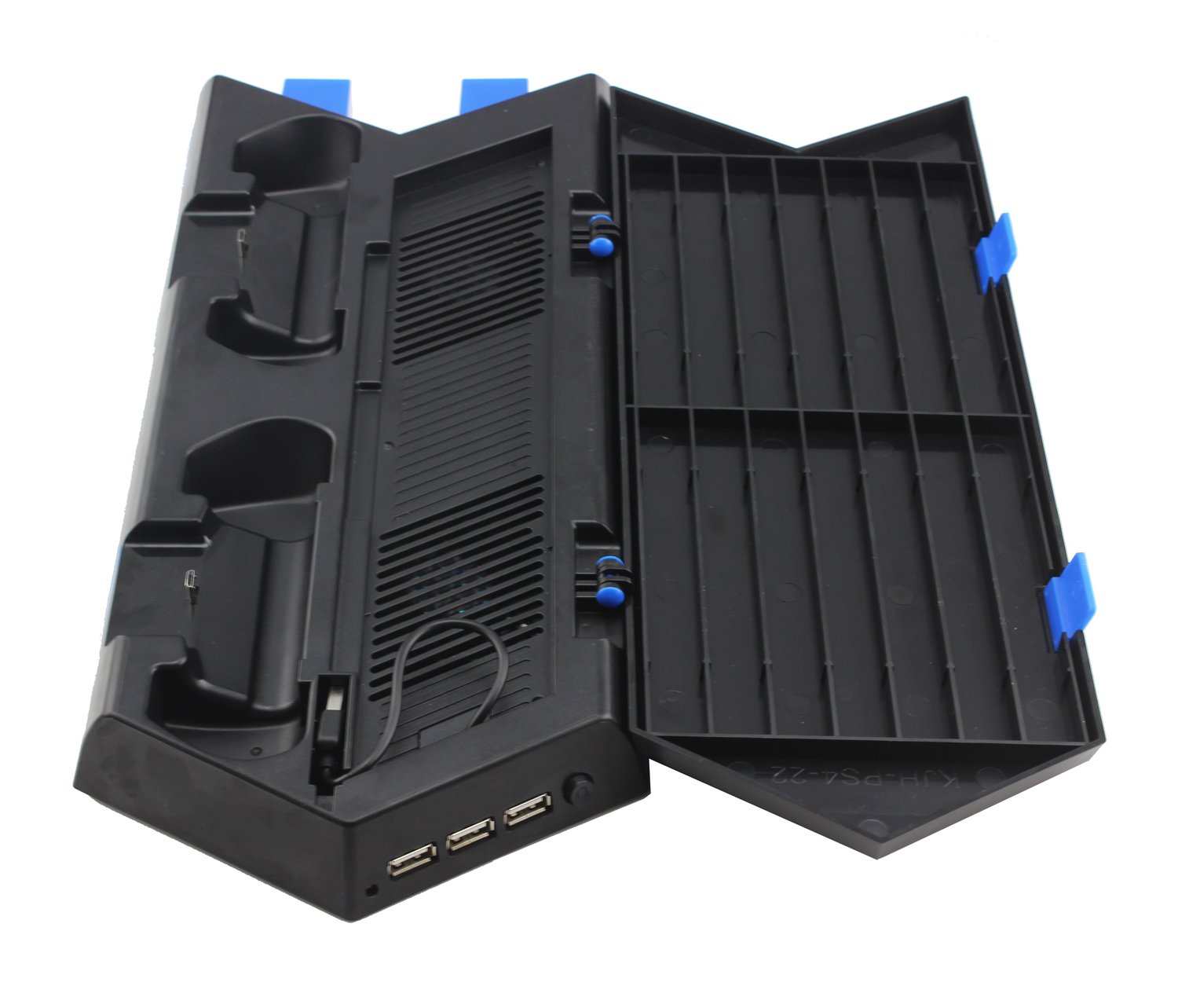 YOTOSAN 3rd Gen PS4 Vertical Charging Stand with Cooling Fan, USB Hub, Dual Charger Ports & Game Disc Slot - Perfect for Gaming Setups & Organized Playstation 4 Accessories
