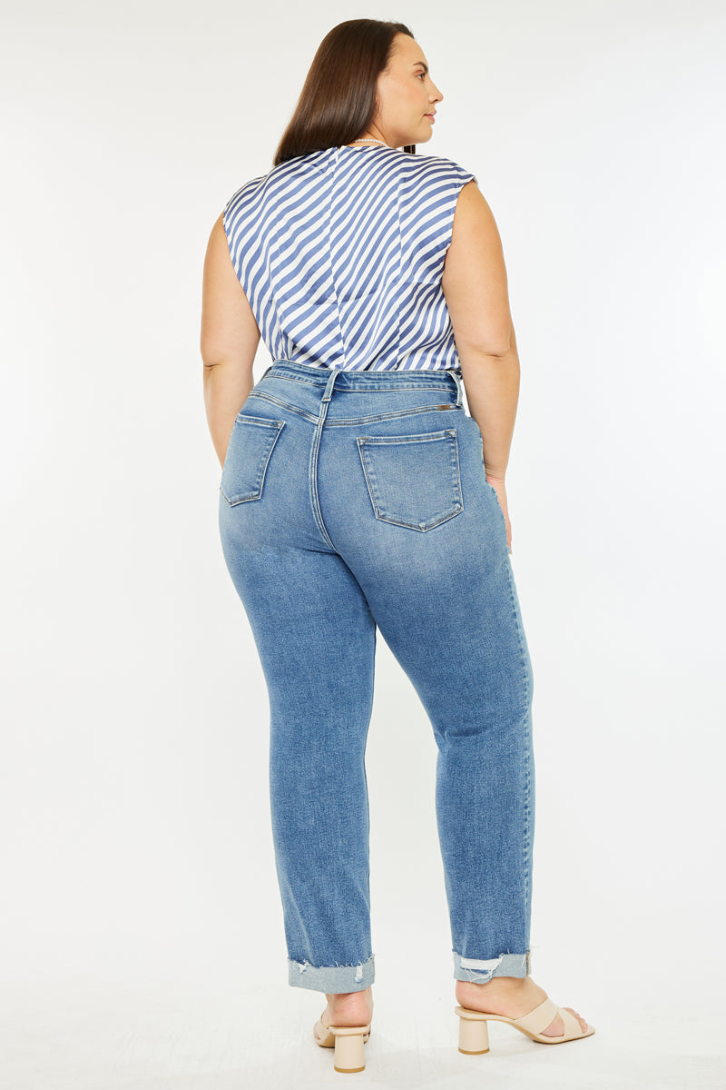 Irina Essentials High Rise Slim Straight Leg Jeans for Women - Plus Size Denim Pants, Comfortable & Stretchy, Perfect for Casual Wear, Office, and Everyday Outfits