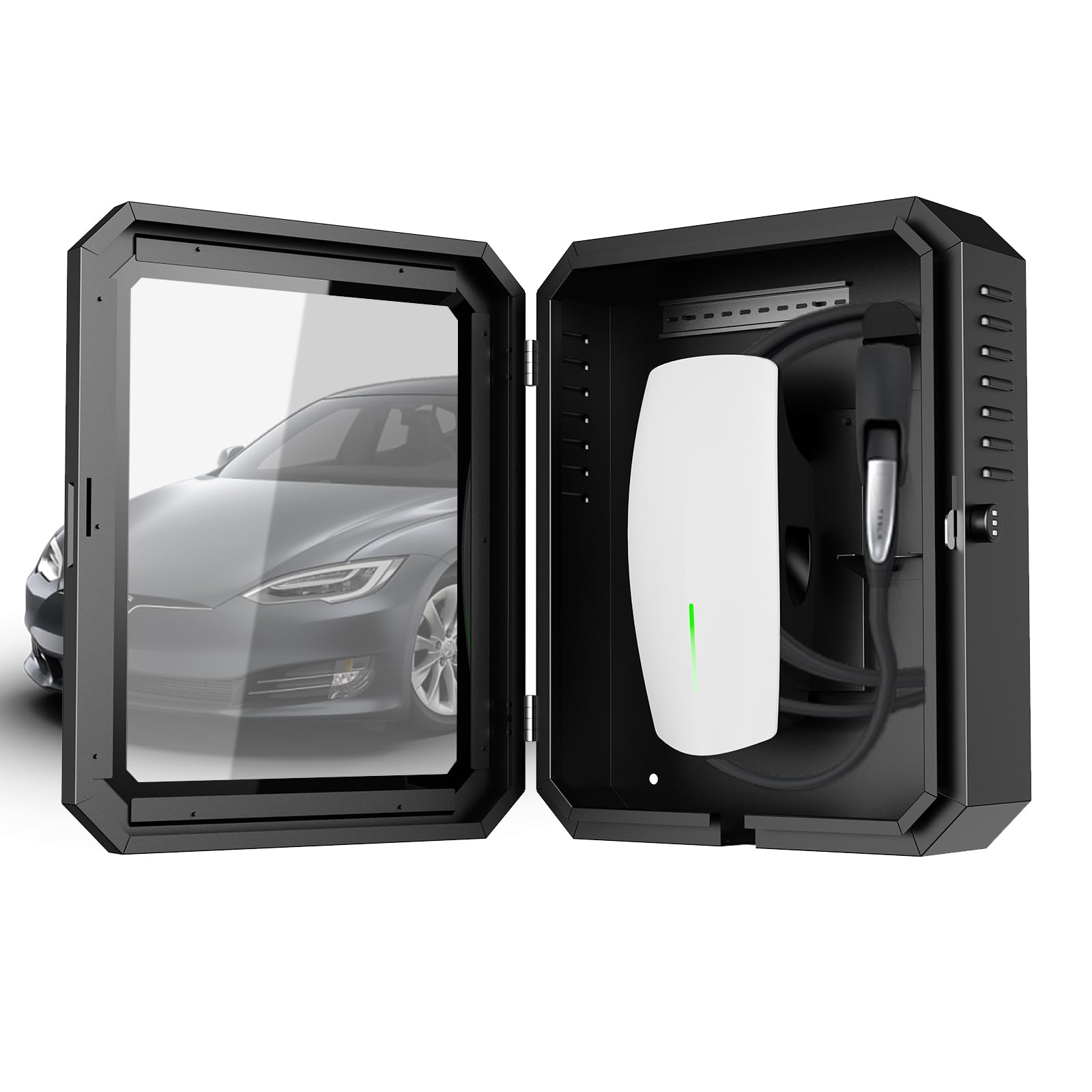Tesla Gen 3 Wall Charger Cover - Waterproof & Dustproof Outdoor Charging Station Organizer with Lock Box - Perfect for Home Garage, Driveway and Outdoor Tesla Charging Protection