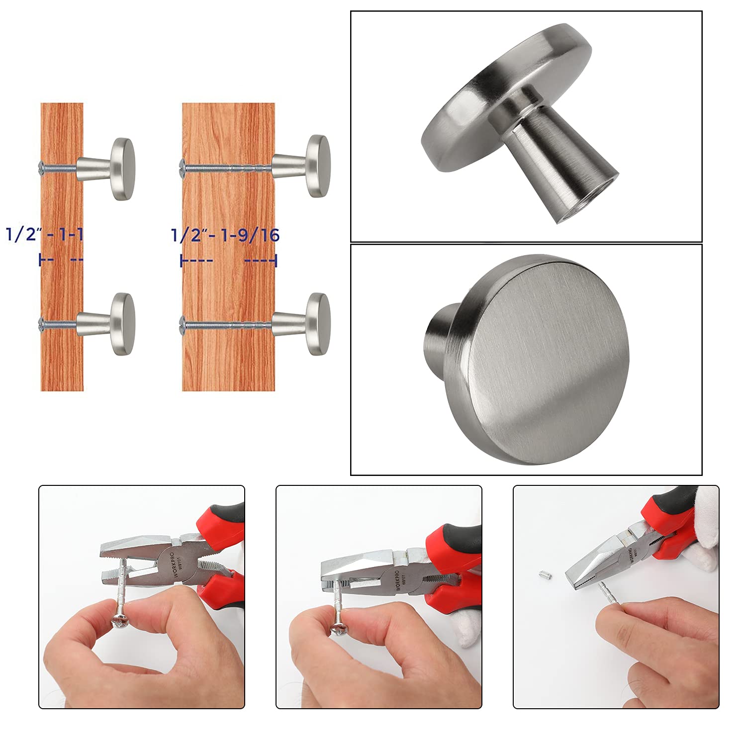 40 Pack Brushed Nickel Cabinet Knobs - Round Kitchen Drawer Handles - Zinc Alloy Hardware for Dresser, Desk & Cupboard - Perfect for Home Renovation & Furniture Upgrade
