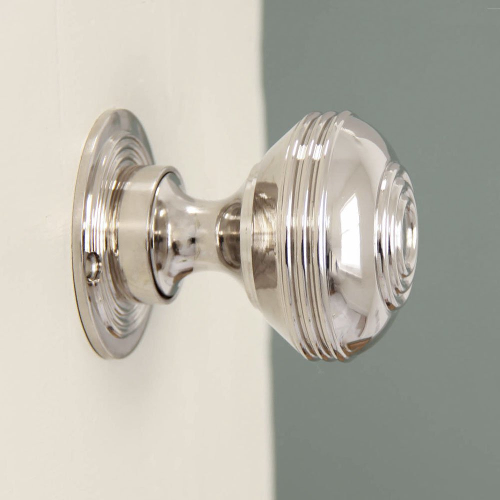 Polished Nickel Regency Bloxwich Door Knobs - Large Size Vintage Style Door Handles for Bedroom, Bathroom & Interior Doors - Perfect for Home Renovation & Classic Decor