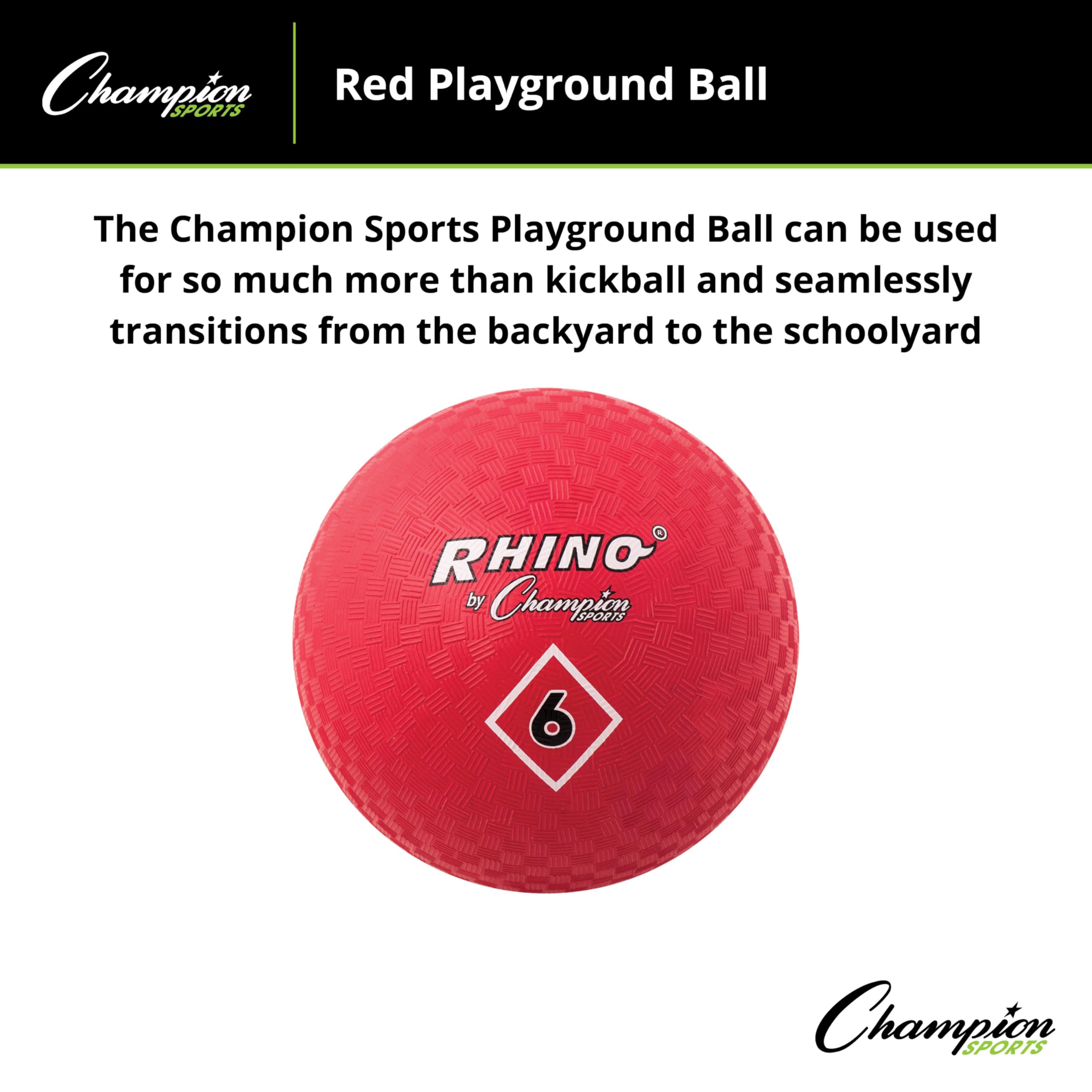 Champion Sports Playground Ball - Official Size & Weight for Kids & Adults - Durable Rubber Kickball for School, Gym Class & Outdoor Games - Perfect for Dodgeball, Kickball & Recess Activities