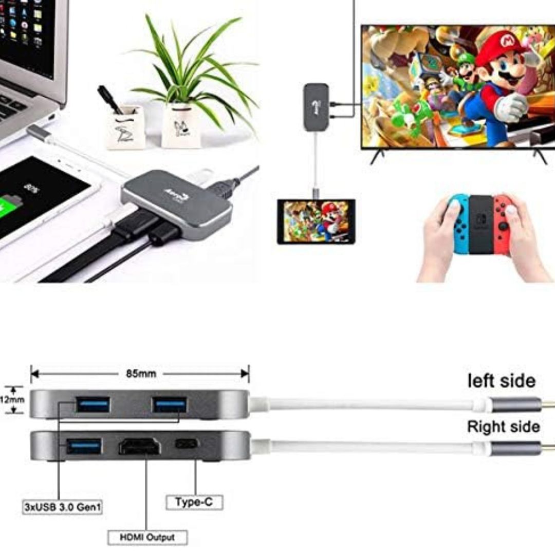 AeroCool ASA ATHB84A USB C Hub with HDMI 4K, USB 3.0 Ports - Perfect for MacBook Pro, iPad Pro & Windows Laptops - Home Office & Travel Essential