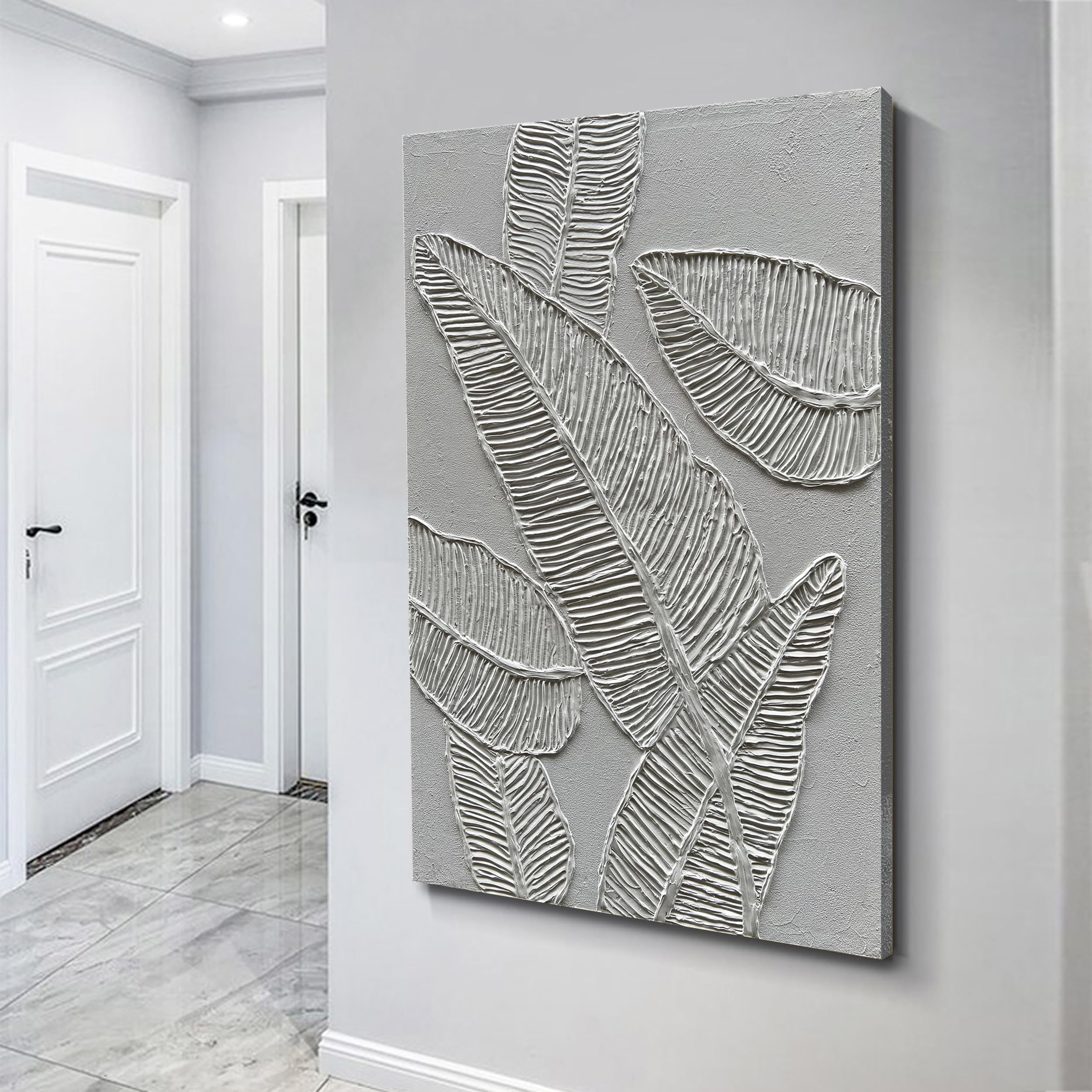 Hand-Painted White Abstract Oil Painting on Canvas - 45x30 Inch Modern Minimalist Wall Art for Bedroom & Living Room Decor | Perfect for Home, Office & Gift Giving