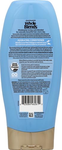 Garnier Whole Blends Hydrating Conditioner for Dry Hair - Coconut Water & Vanilla Milk Extracts - 12.5 fl oz - Deep Moisture & Repair - Perfect for Damaged, Frizzy Hair - Salon-Quality Hair Care at Home