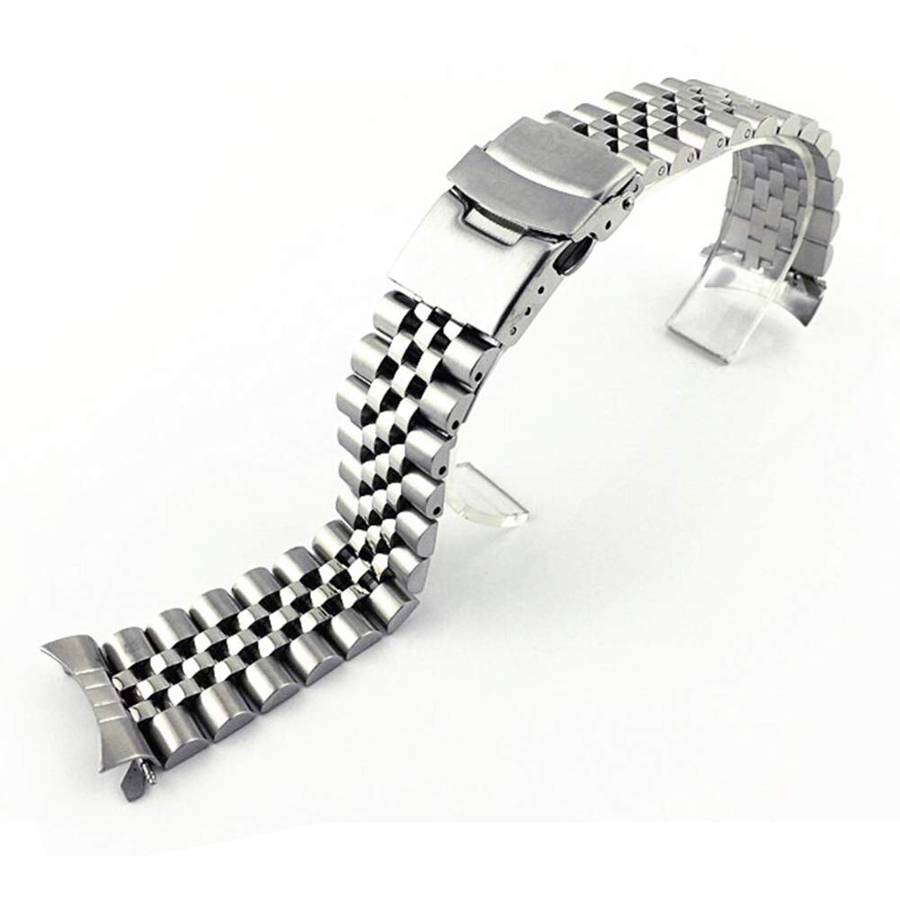 Premium Curved Stainless Steel Watch Band - Adjustable Metal Bracelet Strap with Secure Buckle Clasp | Perfect for Apple Watch, Samsung Galaxy & Smart Watches | Dress, Sports & Everyday Wear