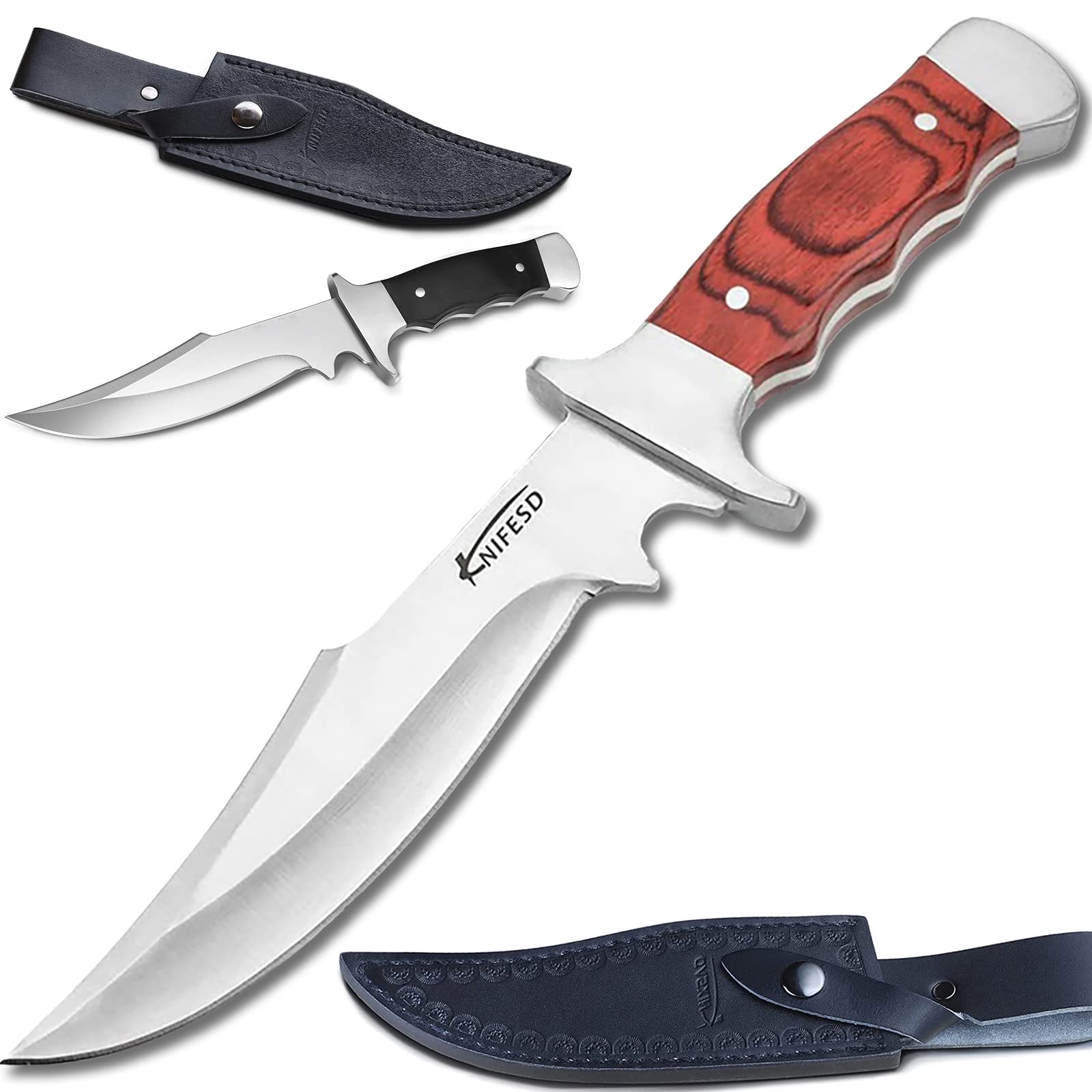 UMF 2-Piece Fixed Blade Knife Set - Premium Skinning & Hunting Knives with Sheath | Full Tang Survival Knives for Men | Ideal for Deer Hunting, Camping, Fishing & Bushcraft | Durable Outdoor Knives for Hiking & Wilderness Adventures