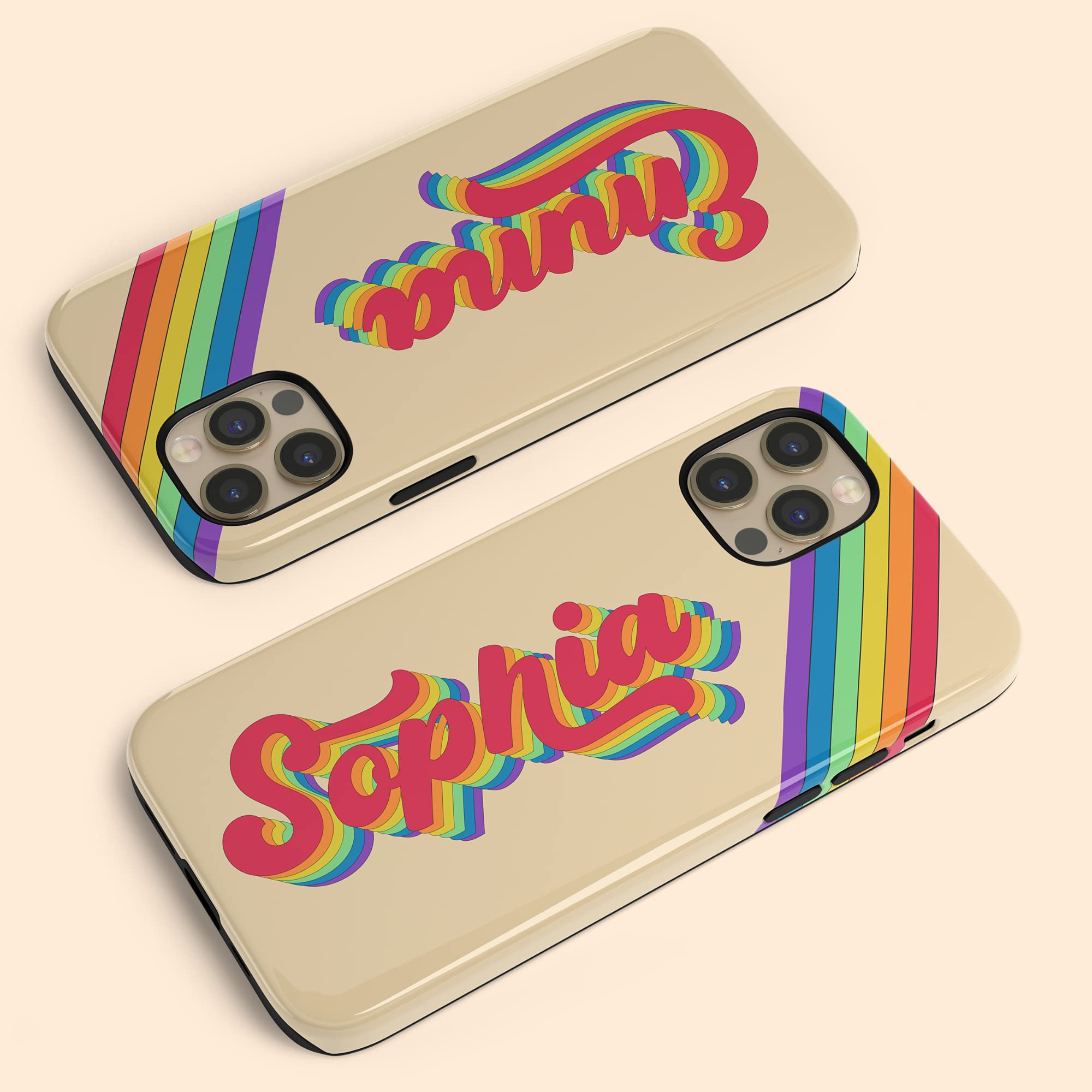 Retro LGBTQ Pride Rainbow Personalized Phone Case - Custom Name Design for iPhone 16 Plus, 15 Pro Max, 14, 13 Mini, 12, 11, X/XS Max, XR, 7/8 - Perfect for Pride Events, Festivals & Everyday LGBTQ Support
