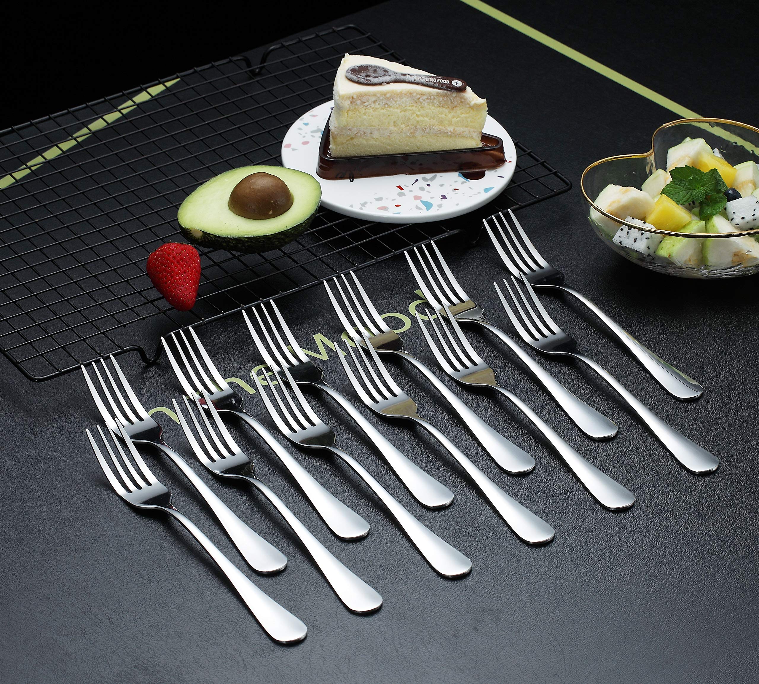 Premium Kyraton 12-Piece Stainless Steel Dinner Forks Set - 8.17 Inch Elegant Silverware for Restaurants, Catering & Home Dining (Dishwasher Safe)