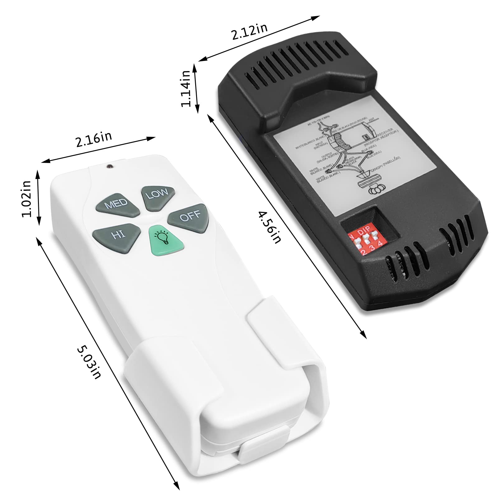 2 Pack Universal Ceiling Fan Remote Control Kit with Light Dimmer & 3 Speed Fan Controller - Compatible with Hampton Bay, Hunter, Harbor Breeze, Westinghouse, Honeywell & More - Perfect for Bedroom, Living Room, Office & Home Use