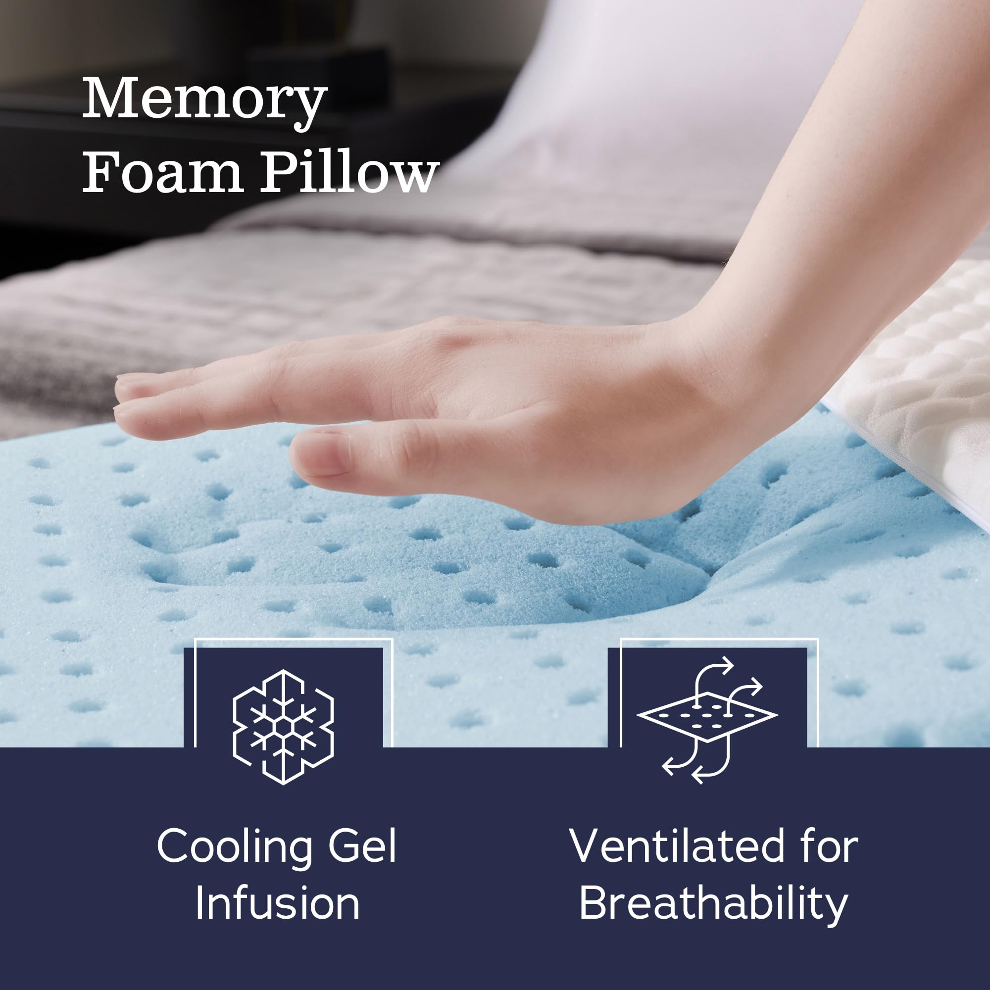 WEEKENDER Gel Memory Foam Pillow - Queen Size 2-Pack - Medium Plush Feel for Neck & Shoulder Support - Ideal for Back, Side & Stomach Sleepers - Perfect for Home, Hotel & Hospital Use - Great for Travel, Office Naps & Post-Surgery Recovery