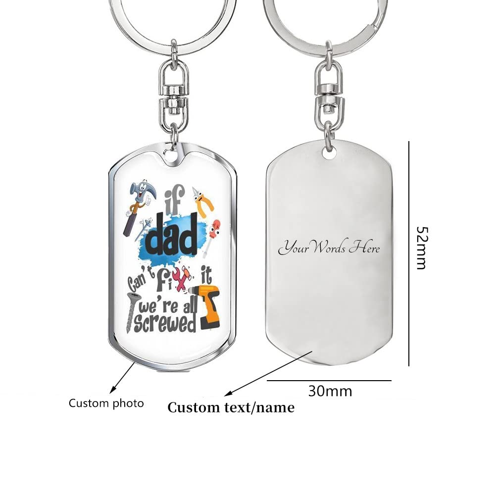 Personalized Father's Day Keychain for Men - Custom Name, Text & Photo Engraved Gift for Dad from Daughter or Son - Perfect Birthday, Anniversary & Christmas Present for Dad, Husband, Grandpa - Ideal for Everyday Carry, Keyring & Special Occasions