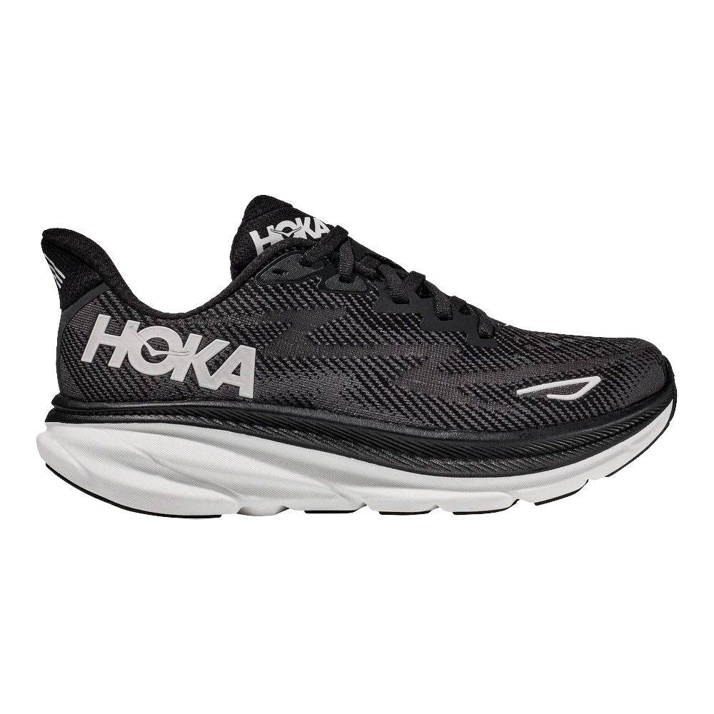 Hoka Clifton 9 Running Shoes for Men - Black/White - Size 9.5 D Medium - Lightweight Cushioned Sneakers for Road Running, Jogging & Daily Wear