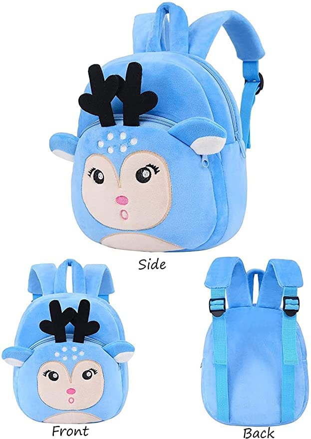 **JSRe Sky Deer Soft Plush Kids Backpack - Cute Cartoon School Bag for Boys & Girls (2-5 Years) - Perfect for Preschool, Daycare & Travel**