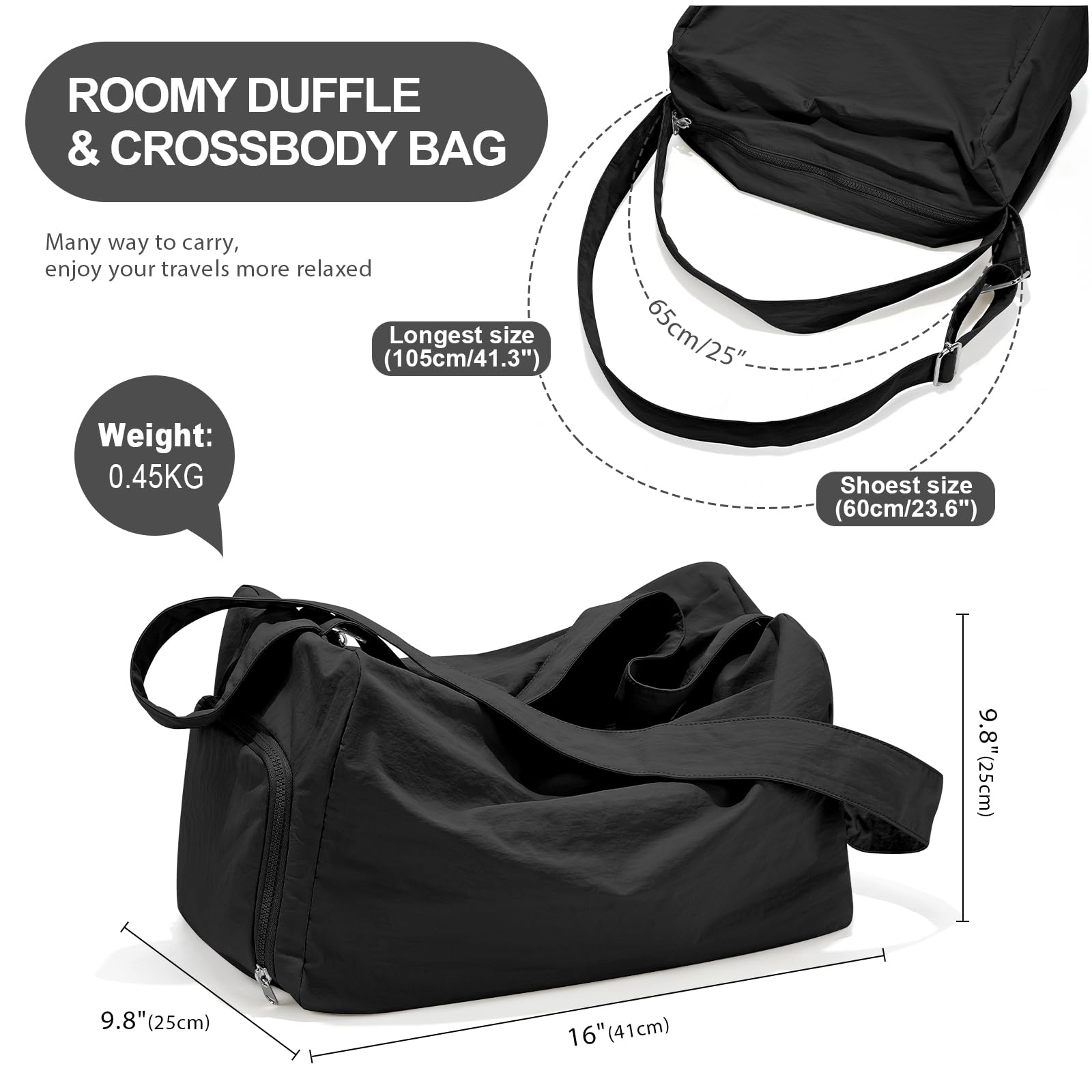 Small Gym Bag with Shoe Compartment - Waterproof Workout Duffle Bag for Women, Lightweight Travel & Sports Tote for Yoga, Dance, Swimming & Overnight Trips - Perfect for Gym, Travel & Fitness Activities