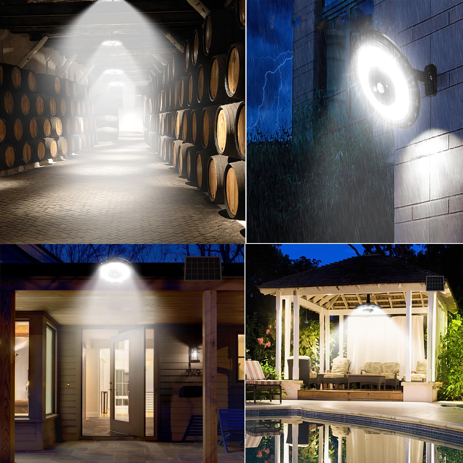 INDARUN Solar Shed Light with On/Off Switch - 3000LM Solar Powered Indoor/Outdoor Lighting with 5 Modes, Waterproof Motion Sensor Light for Garage, Patio, Yard - Perfect for Barn, Gazebo & Outdoor Security Lighting