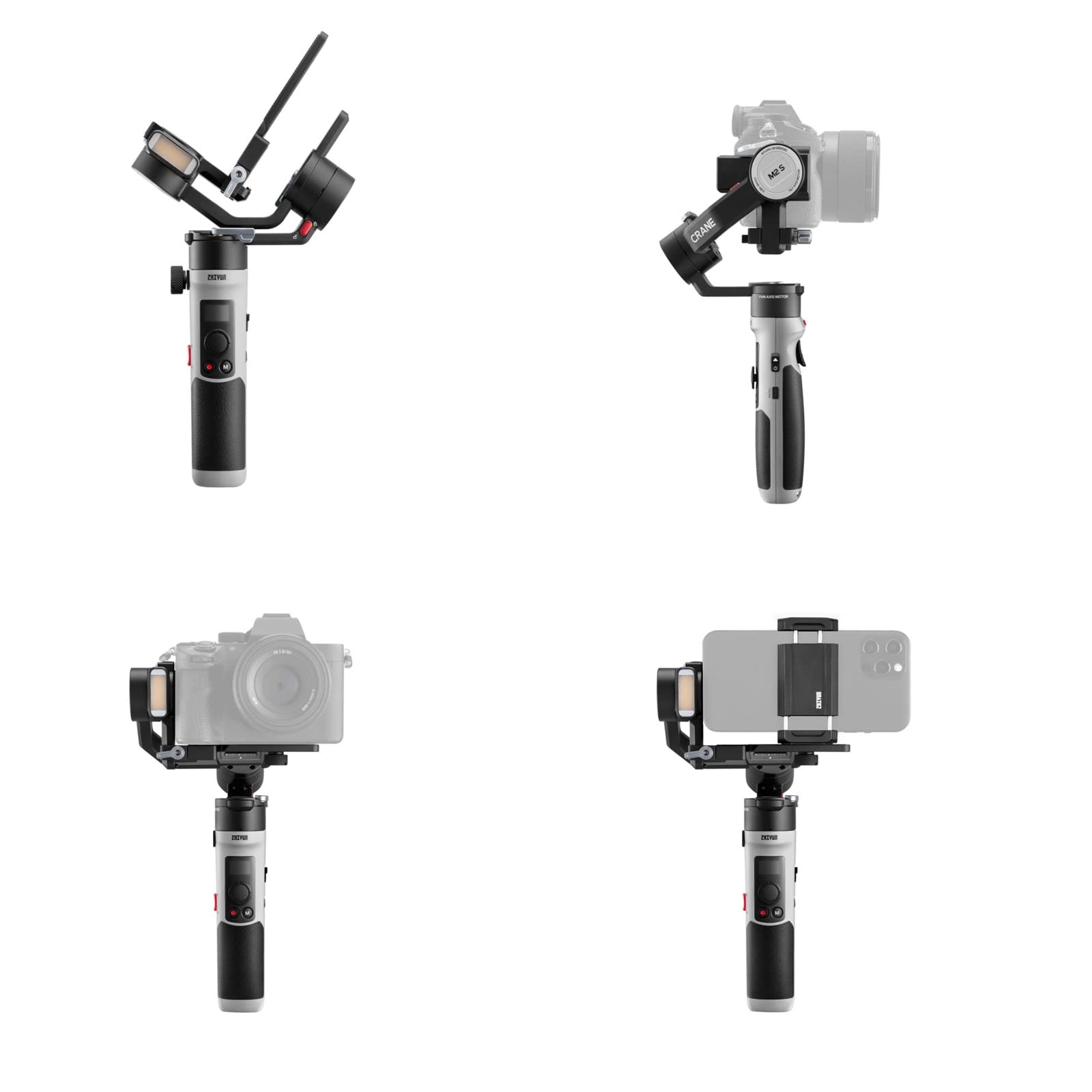 Zhiyun Crane M2S 3-Axis Gimbal Stabilizer for Mirrorless DSLR, Action Camera, GoPro Hero 10/9/7/6/5, iPhone 13 Pro Max/12/11/SE - Includes GoPro Mount & Phone Holder | Perfect for Vlogging, Travel Filming & Smooth Handheld Shooting