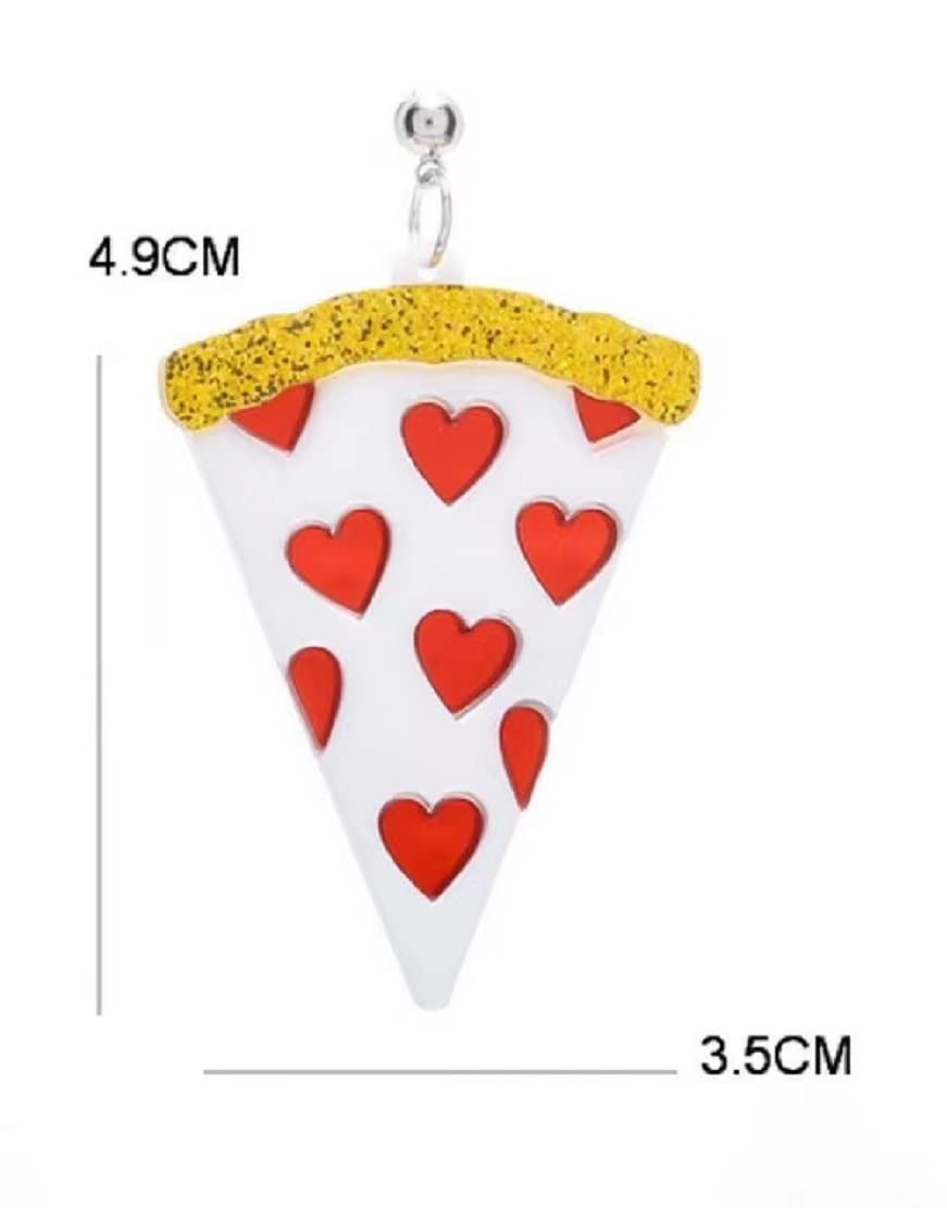 Hypoallergenic Pizza Slice Earrings for Women - Cute Acrylic Food-Themed Dangle Earrings with Sterling Silver Hook | Perfect for Pizza Lovers, Foodie Gifts & Casual Wear
