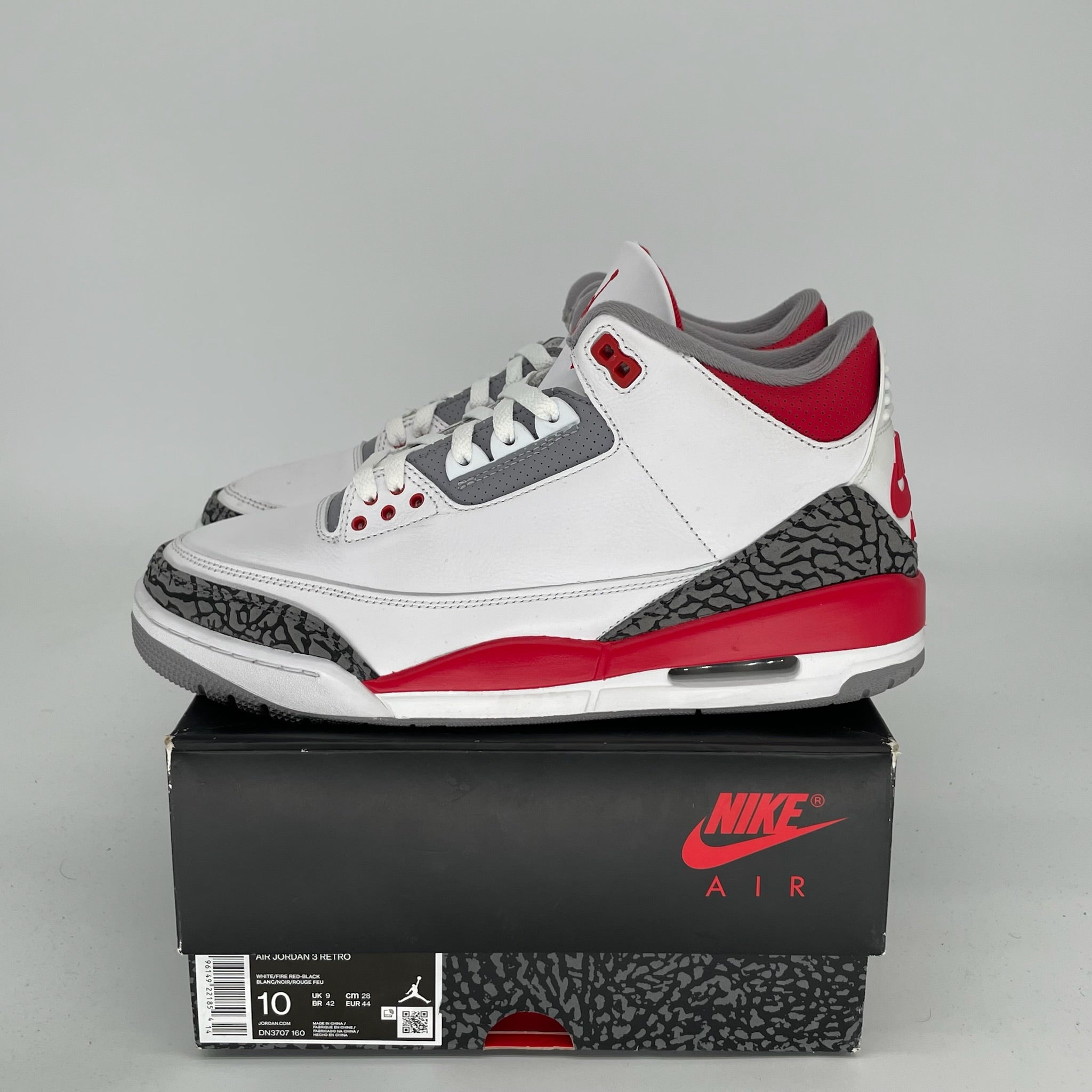Original Air Jordan 3 Retro 'Fire Red' Men's Basketball Shoes - Size 10 (DN3707-160) | Authentic Sneakers for Sports, Streetwear & Casual Outfits