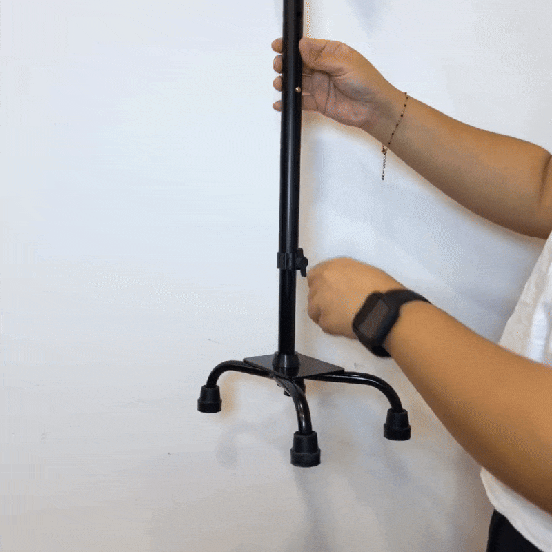 CarePlus Adjustable Quad Cane for Seniors & Adults - Lightweight Mobility Walking Cane with 4 Prongs for Stability - Ideal for Indoor/Outdoor Use, Recovery & Balance Support