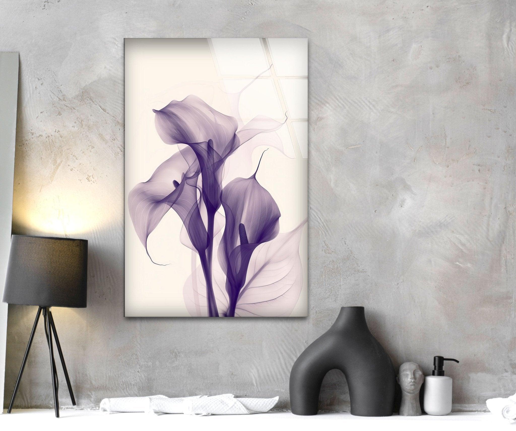 Albert Koetsier Purple Glass Wall Art - Handmade Modern Decor for Living Room, Bedroom & Office - Elegant Stained Glass Panel for Home & Gifts