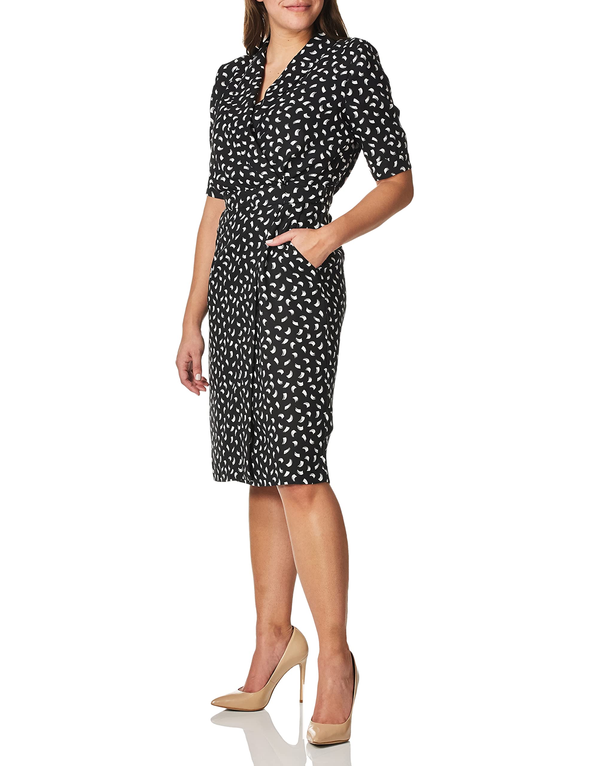 Calvin Klein Women's Short Sleeve V-Neck Wrap Dress with Self Belt - Elegant Office & Party Wear for Women | Summer Casual Dress for Work, Date Night & Special Occasions