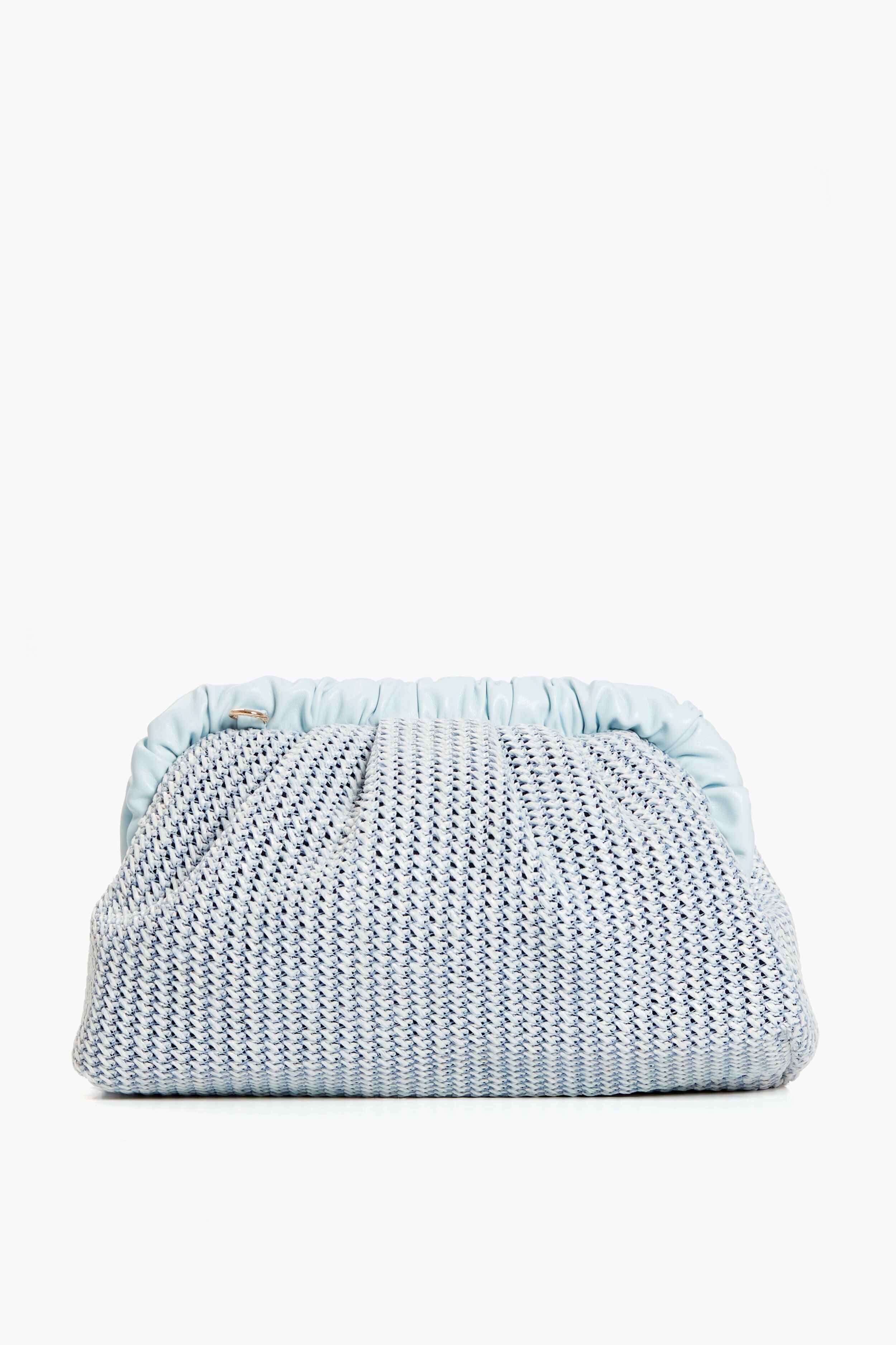 Blue Straw Delvina Clutch - Elegant Woven Straw Handbag for Women, Perfect for Beach Vacations, Summer Parties & Casual Outings