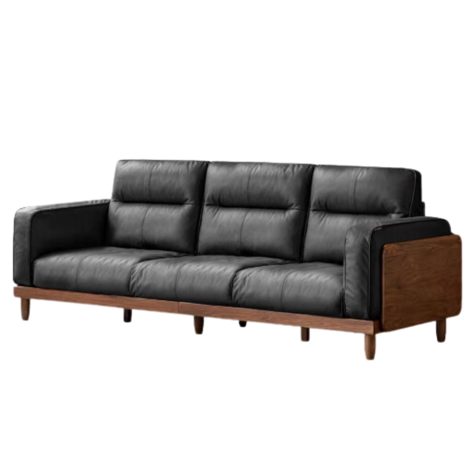 116.1x38.1x38.5 inch / 295x97x98 cm / Rich dark walnut - black color / Black Walnut sofa