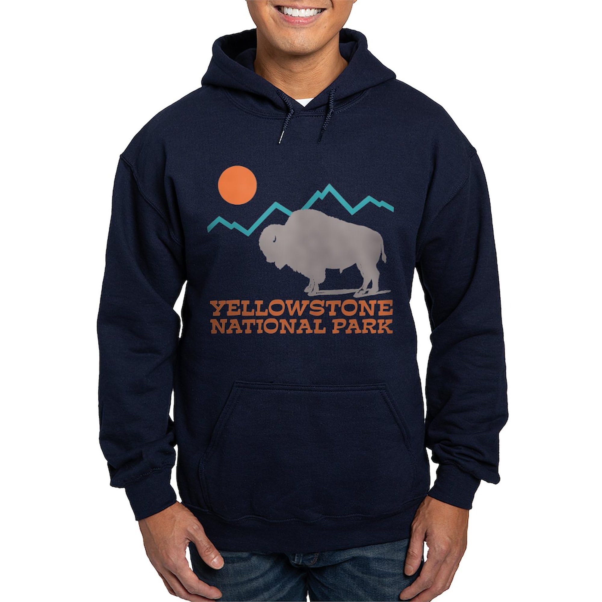 Yellowstone National Park Hoodie for Men - Dark Regular Fit Pullover Sweatshirt | Perfect for Hiking, Camping & Outdoor Adventures
