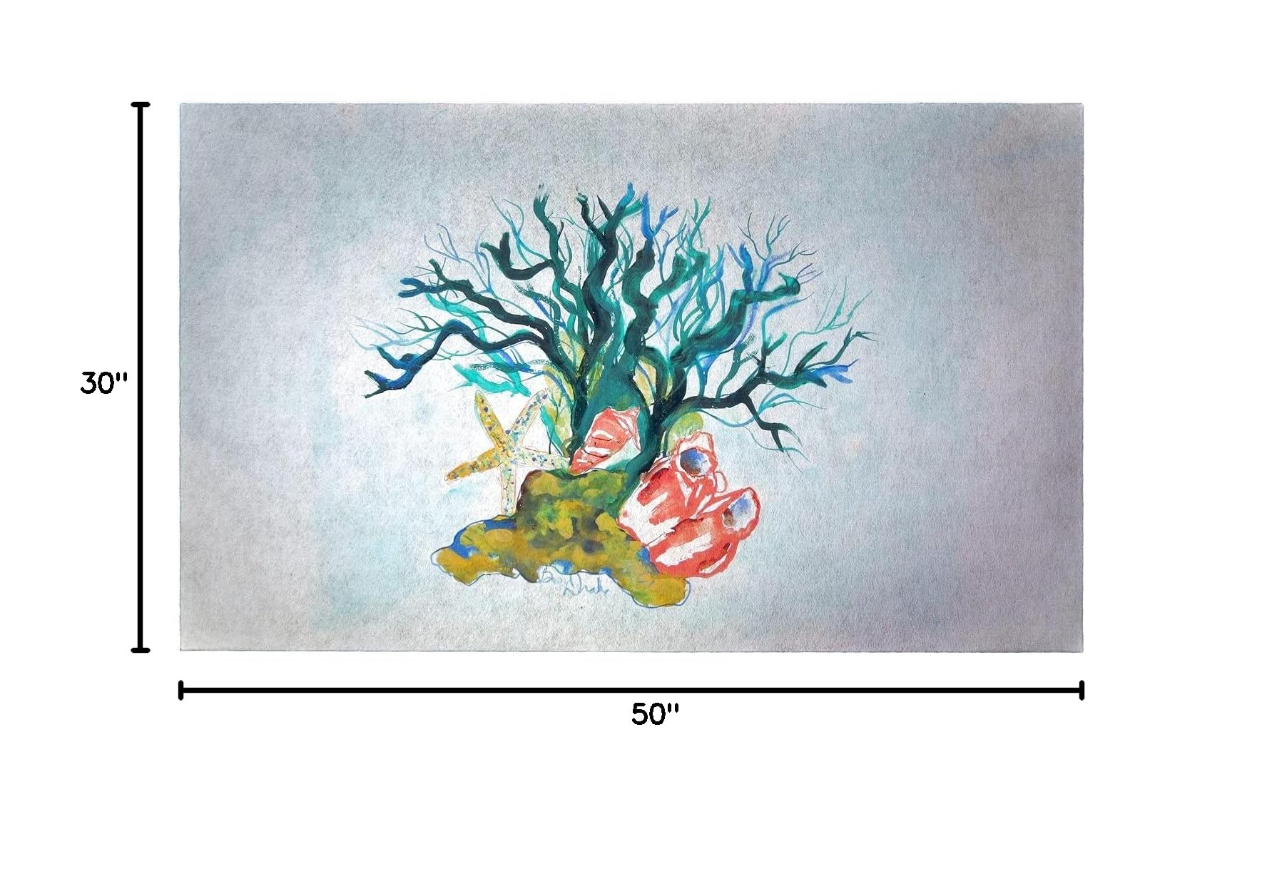 Betsy Drake Starfish Coral Shells Non-Slip Doormat 30x50 Inches - Coastal Decor Entryway Rug for Beach House, Porch, Patio & Front Door
