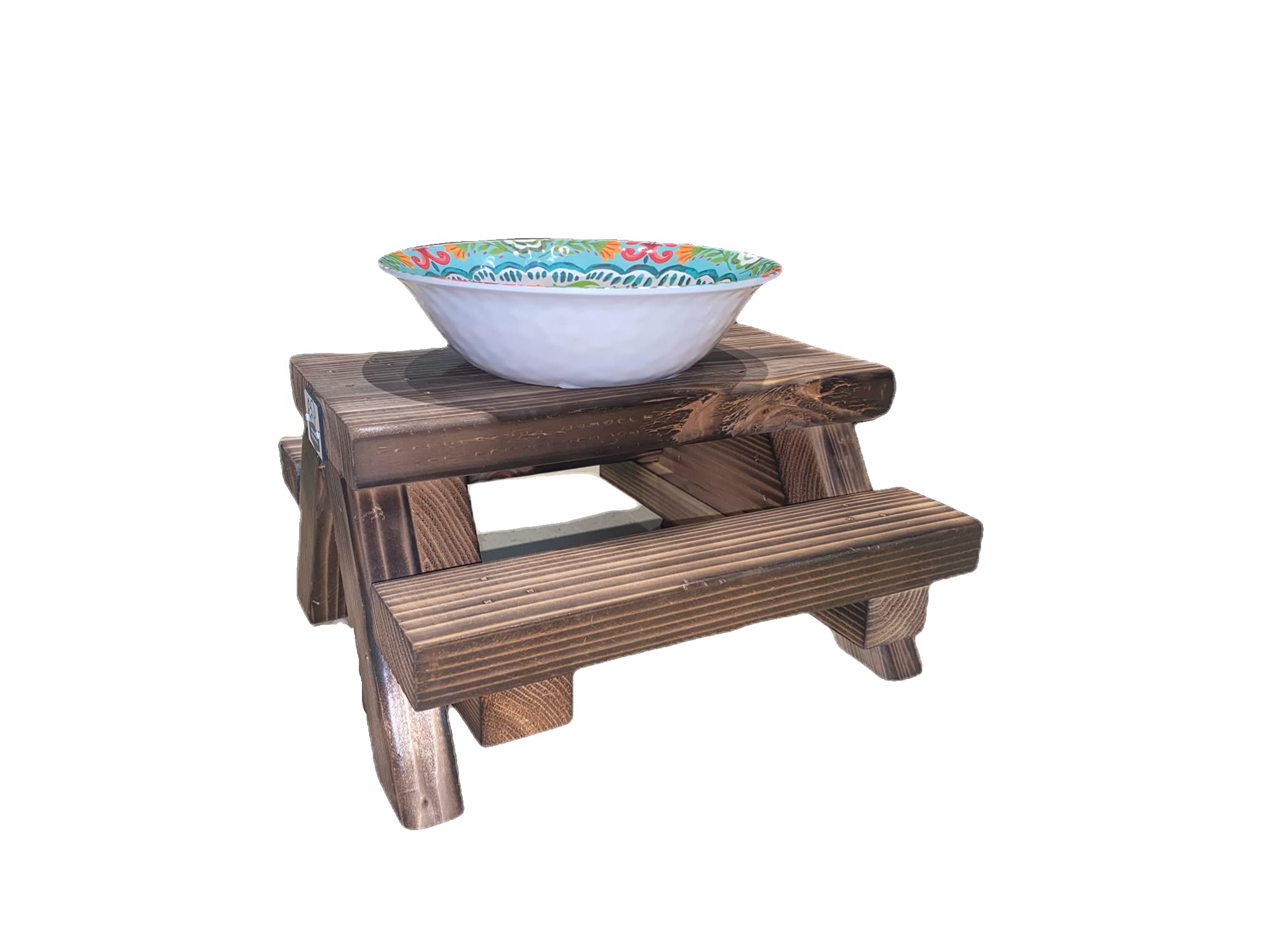 Handmade Cedar Squirrel Picnic Table Feeder with Melamine Bowl - Wildlife Garden Decor for Backyard, Patio - Includes Squirrel Food Guide - Perfect Gift for Nature Lovers & Squirrel Enthusiasts (Outdoor Decor, Bird Watching, Garden Accent)