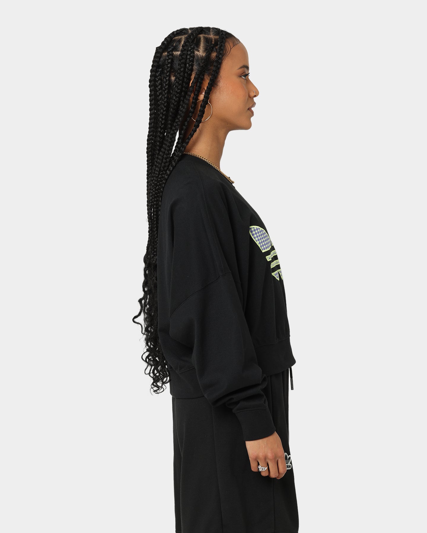 Adidas Women's Oversized Sweatshirt - Black Cotton Pullover Hoodie for Casual Wear, Gym & Street Style