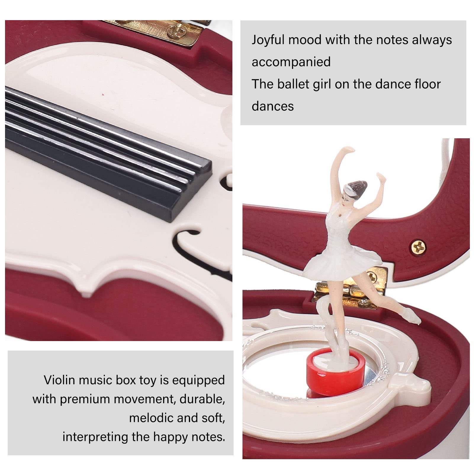 Classical Violin Music Box with Foot Pad Design - Small White Desktop Decoration for Home, Gift & Relaxation | Perfect for Bedroom, Office & Wedding Decor