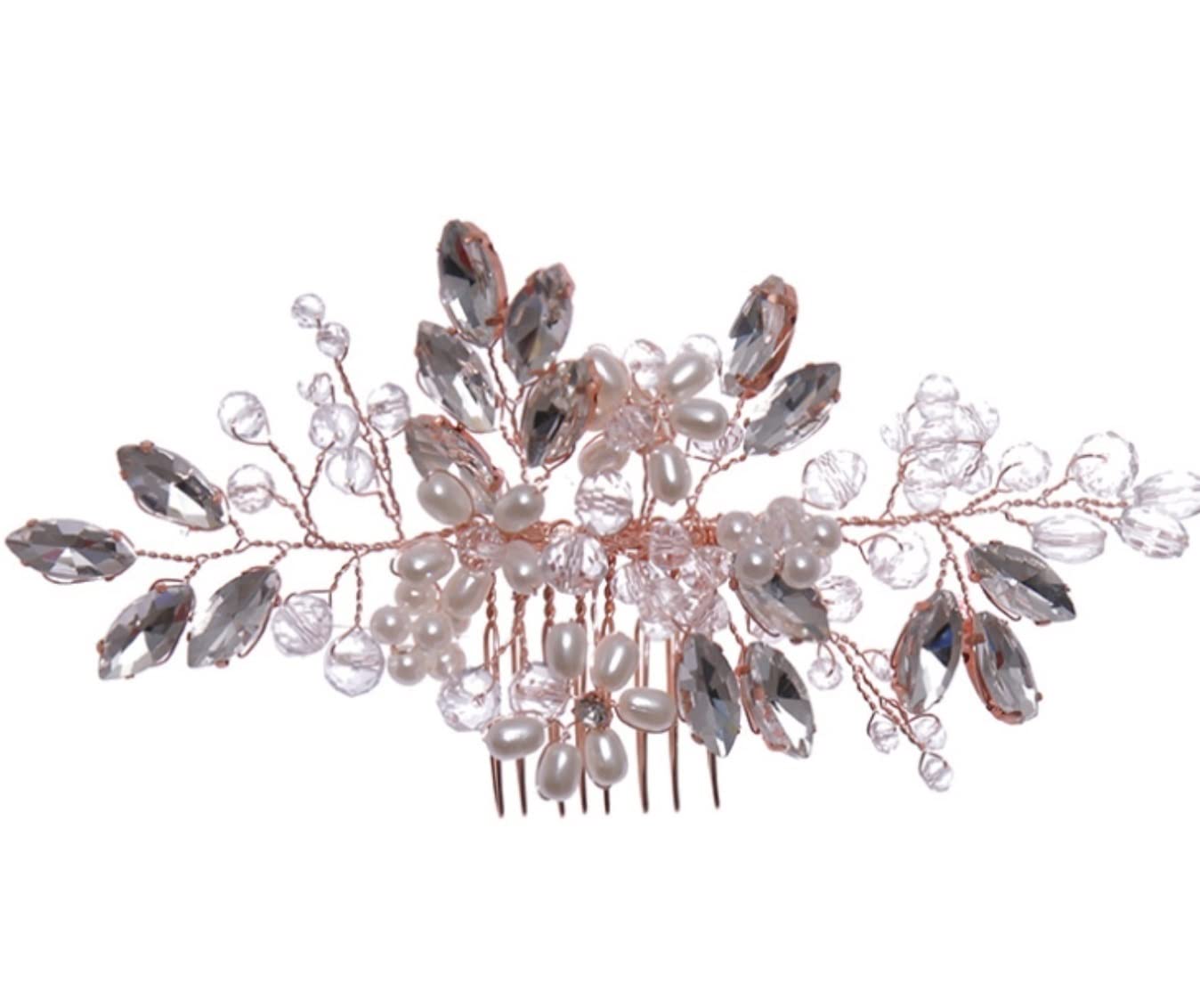 RUVOO Crystal Rhinestone Pearl Bridal Hair Comb - Elegant Wedding Hair Accessories for Bride, Women's Hair Jewelry Side Comb Clip for Bridal Party, Prom, Special Occasions