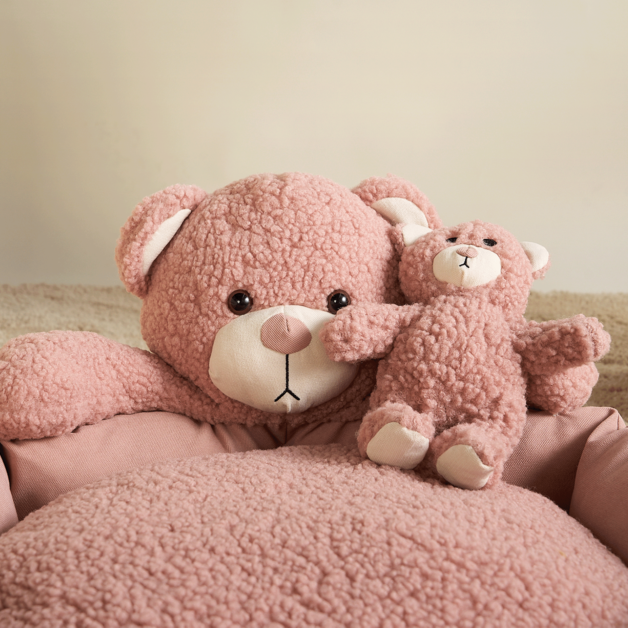 Cozy Teddy Bear Dog & Cat Bed - Soft Plush Pet Bed for Small to Medium Pets - Perfect for Indoor Use, Crate Training & Nap Time