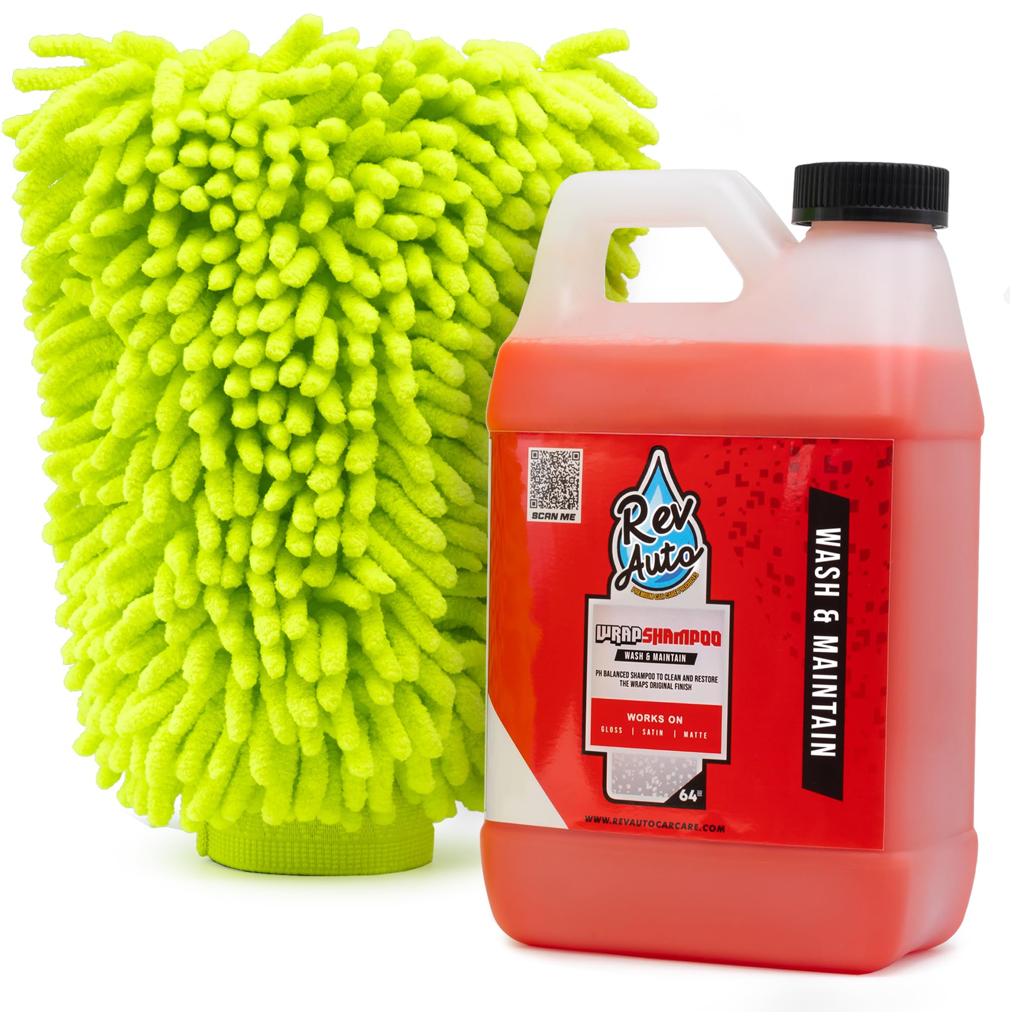 Premium Vinyl Wrap Car Wash Soap Kit - 64oz pH-Balanced Shampoo & Microfiber Mitt for Vinyl, PPF & All Finishes | Foam Cannon & Bucket Wash Ready | Perfect for Detailing, Wrapping Shops & DIY Car Enthusiasts
