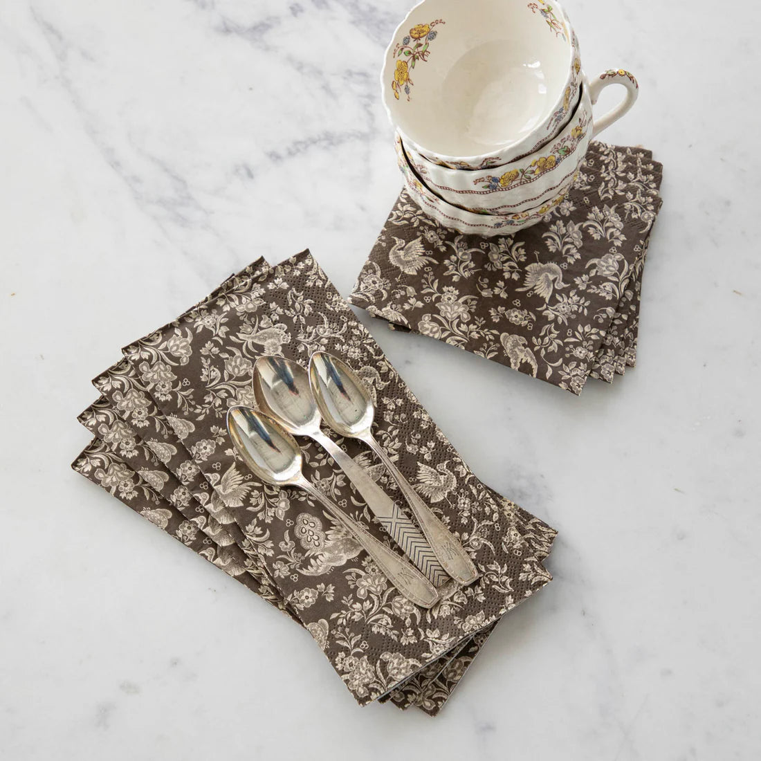 Elegant Brown Regal Peacock Guest Napkins - Pack of 16 - Perfect for Weddings, Dinner Parties & Special Events