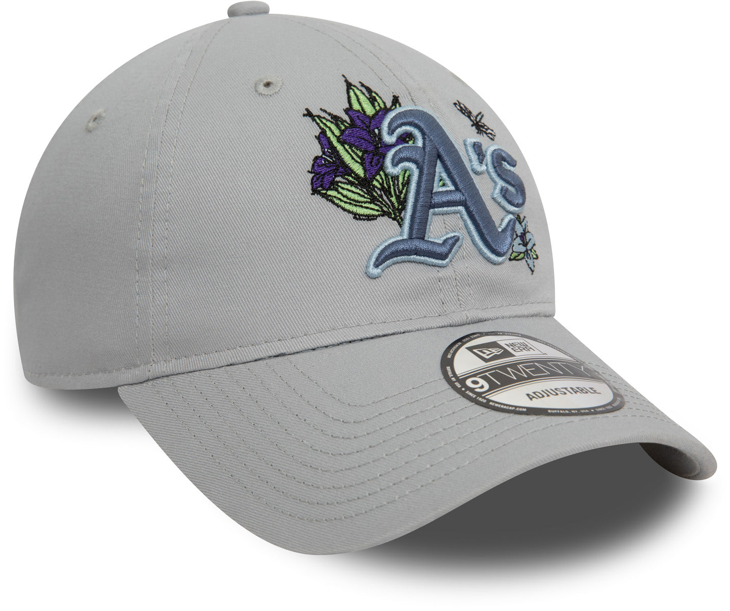 Oakland Athletics New Era 9Twenty MLB Floral Grey Adjustable Baseball Cap - Official Licensed Hat for Baseball Fans, Streetwear Fashion & Outdoor Activities