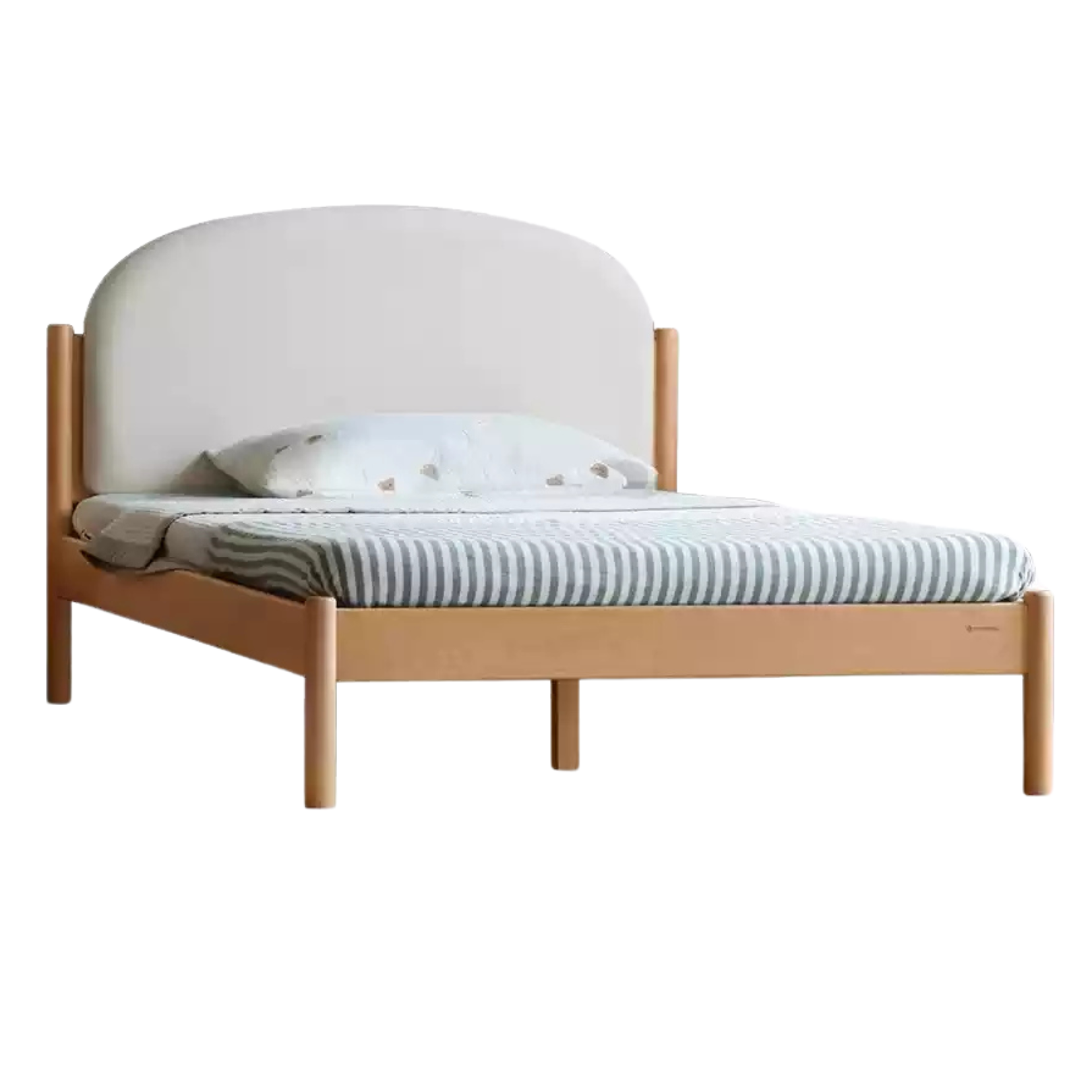 Organic Solid Wood Children's Bed - Birch & Beech Frame with Premium Leather Accents | Safe, Non-Toxic Toddler Bed for Nursery, Bedroom & Montessori Rooms