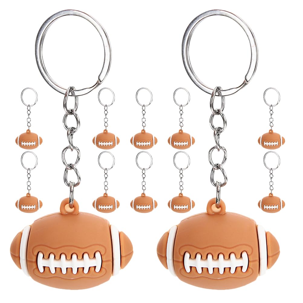 LOGOFUN 12pcs Rugby Keychain Set - Durable Sport Ball Keyring Charms for Rugby Fans, Team Spirit Souvenir Gift - Perfect for Bags, Purses, Backpacks & Sports Gear Accessories (Great for Game Days, Fan Events & Travel)
